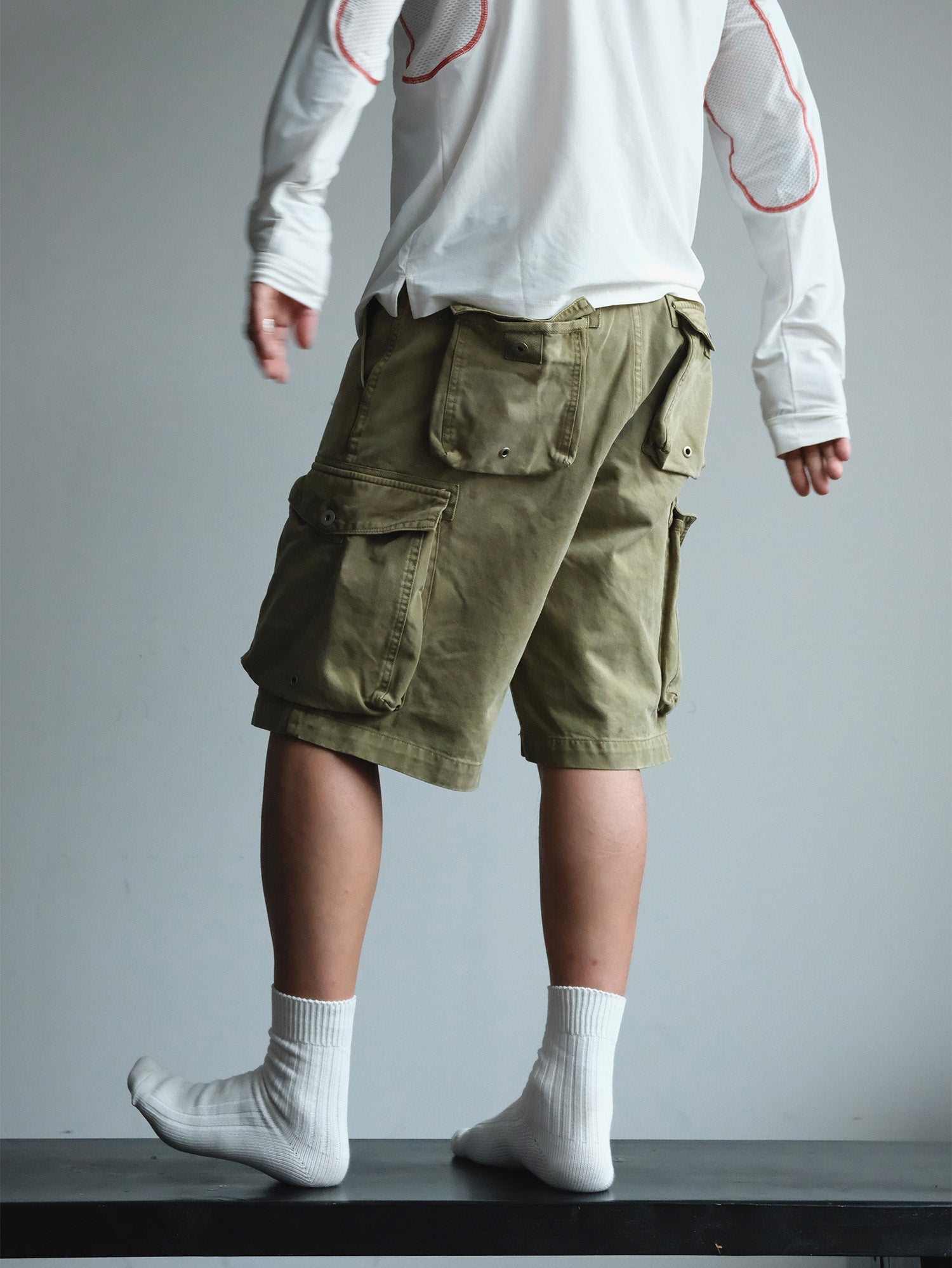 NEIGBORL Washed Sulfur-Dyed Multi-Pocket Cargo Shorts-Shorts-S-Green-Free Shipping Leatheretro