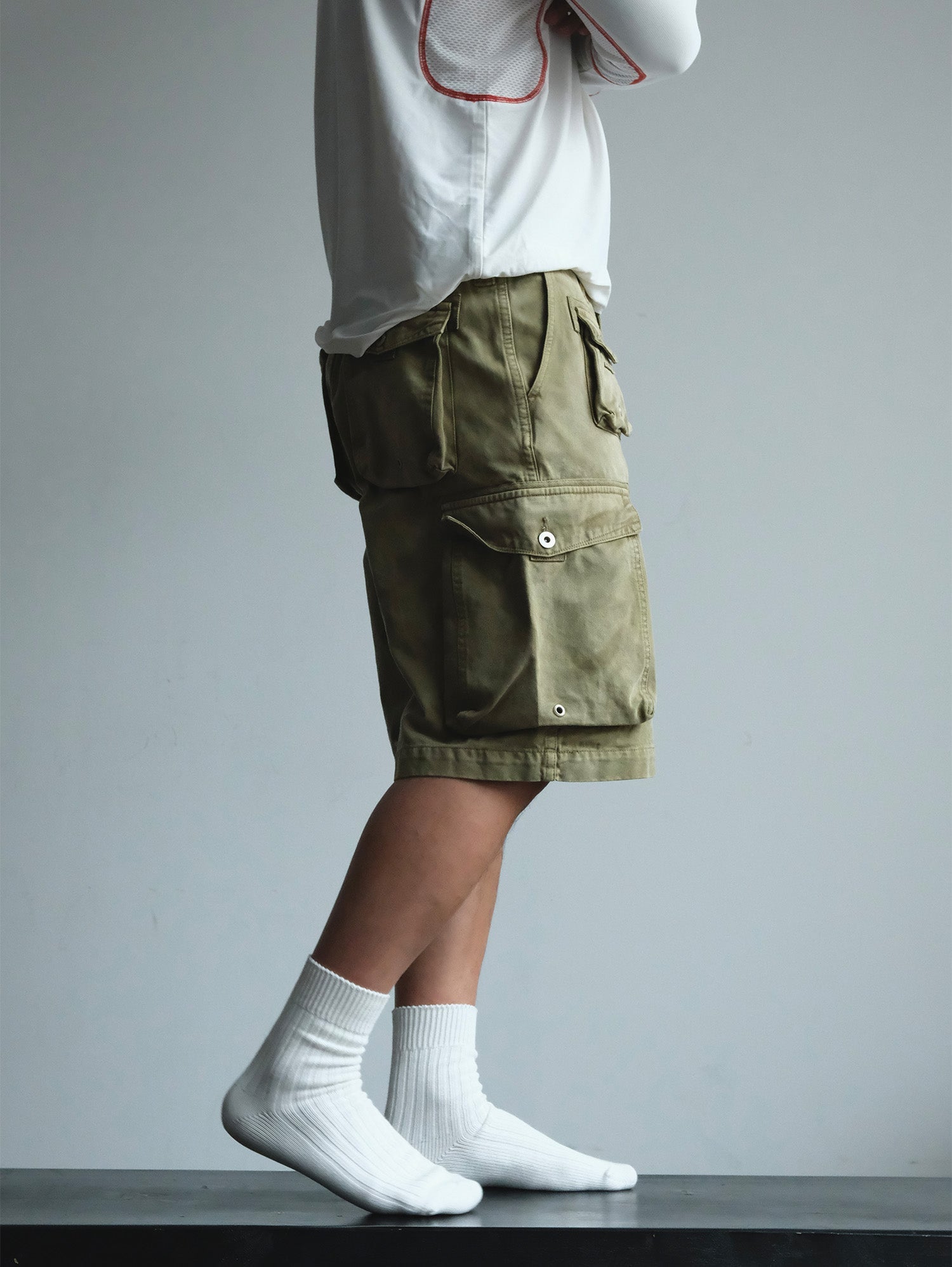 NEIGBORL Washed Sulfur-Dyed Multi-Pocket Cargo Shorts-Shorts-S-Green-Free Shipping Leatheretro