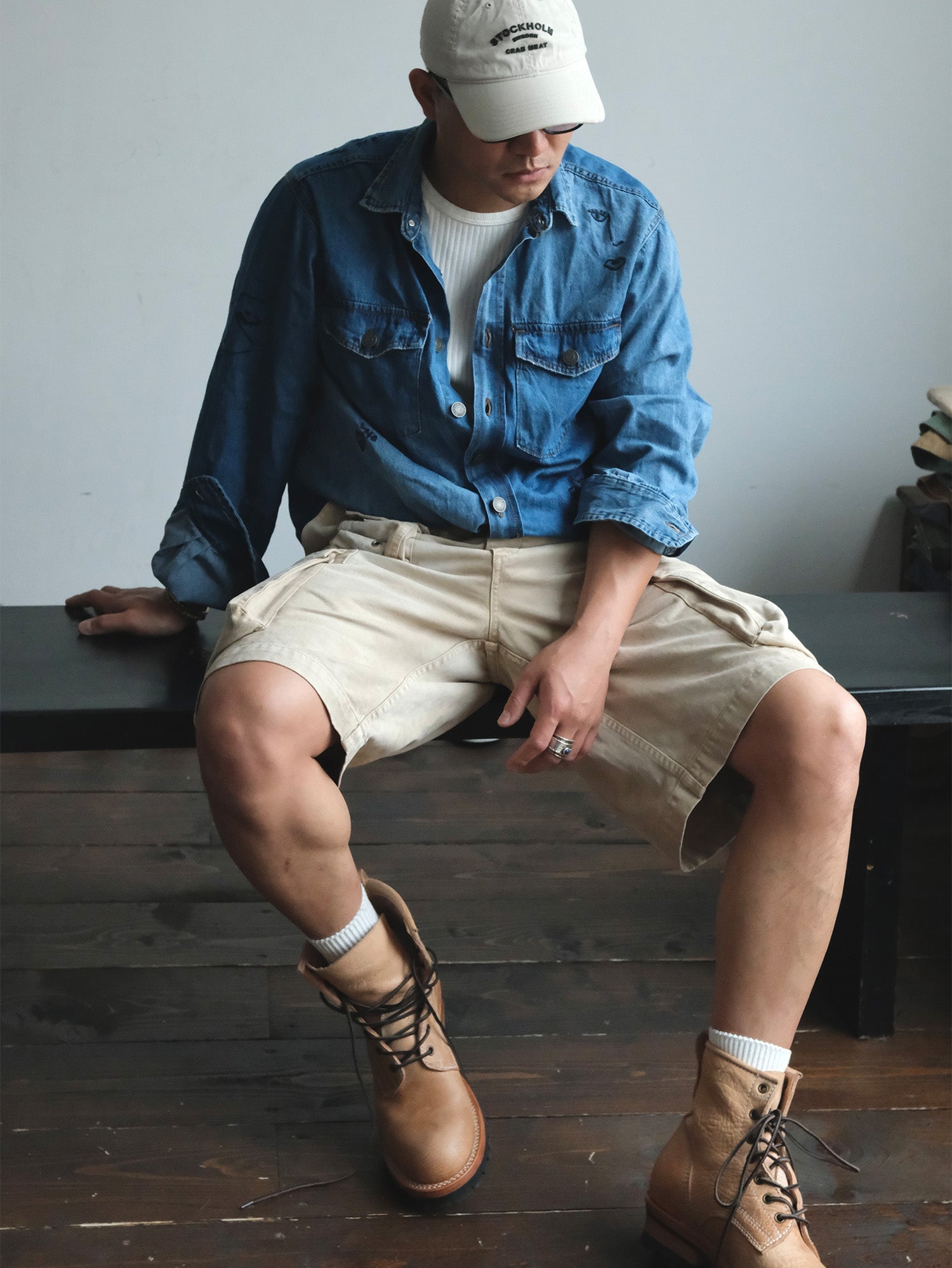 NEIGBORL Washed Sulfur-Dyed Multi-Pocket Cargo Shorts-Shorts-S-Green-Free Shipping Leatheretro