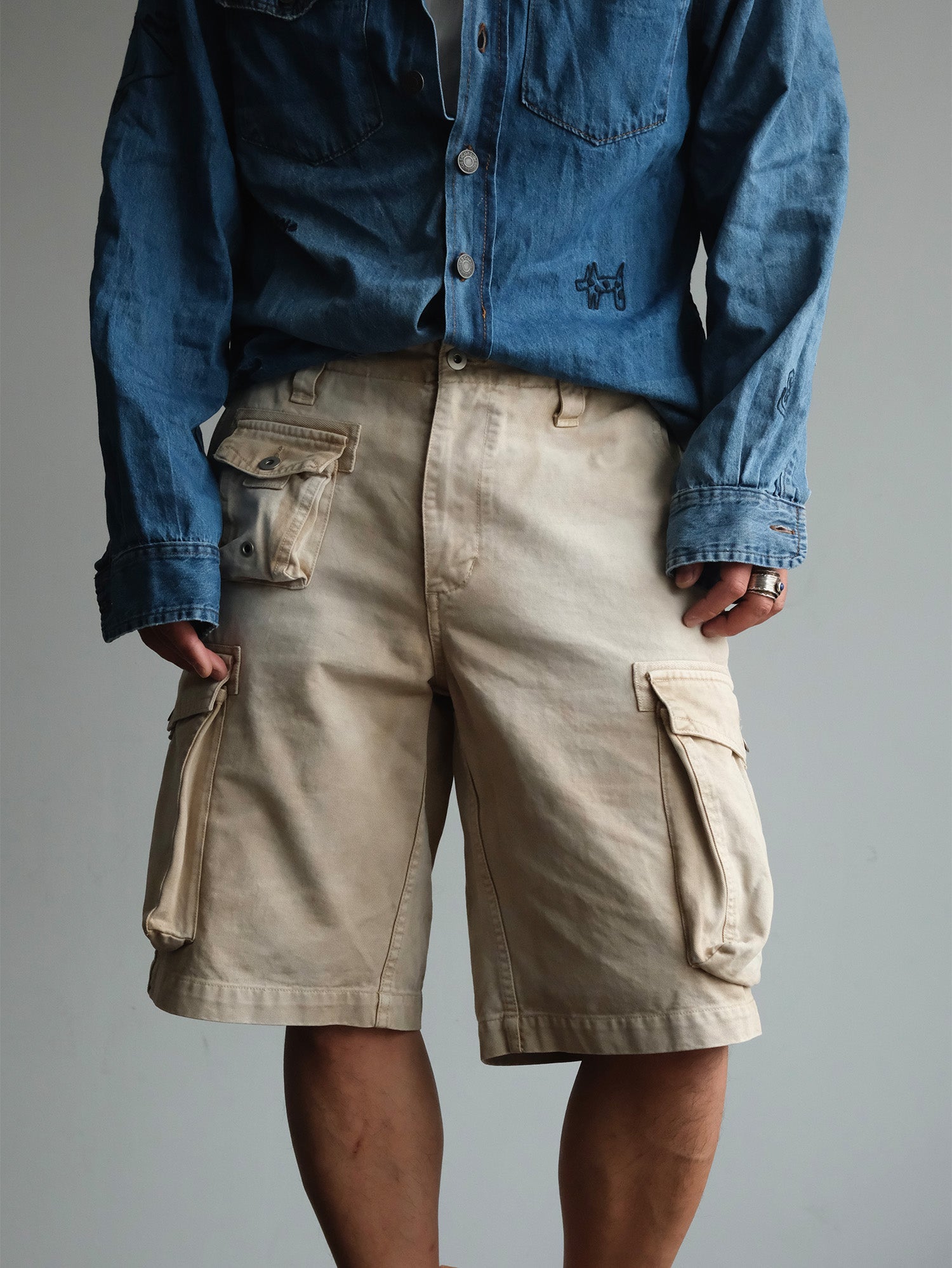 NEIGBORL Washed Sulfur-Dyed Multi-Pocket Cargo Shorts-Shorts-S-Green-Free Shipping Leatheretro