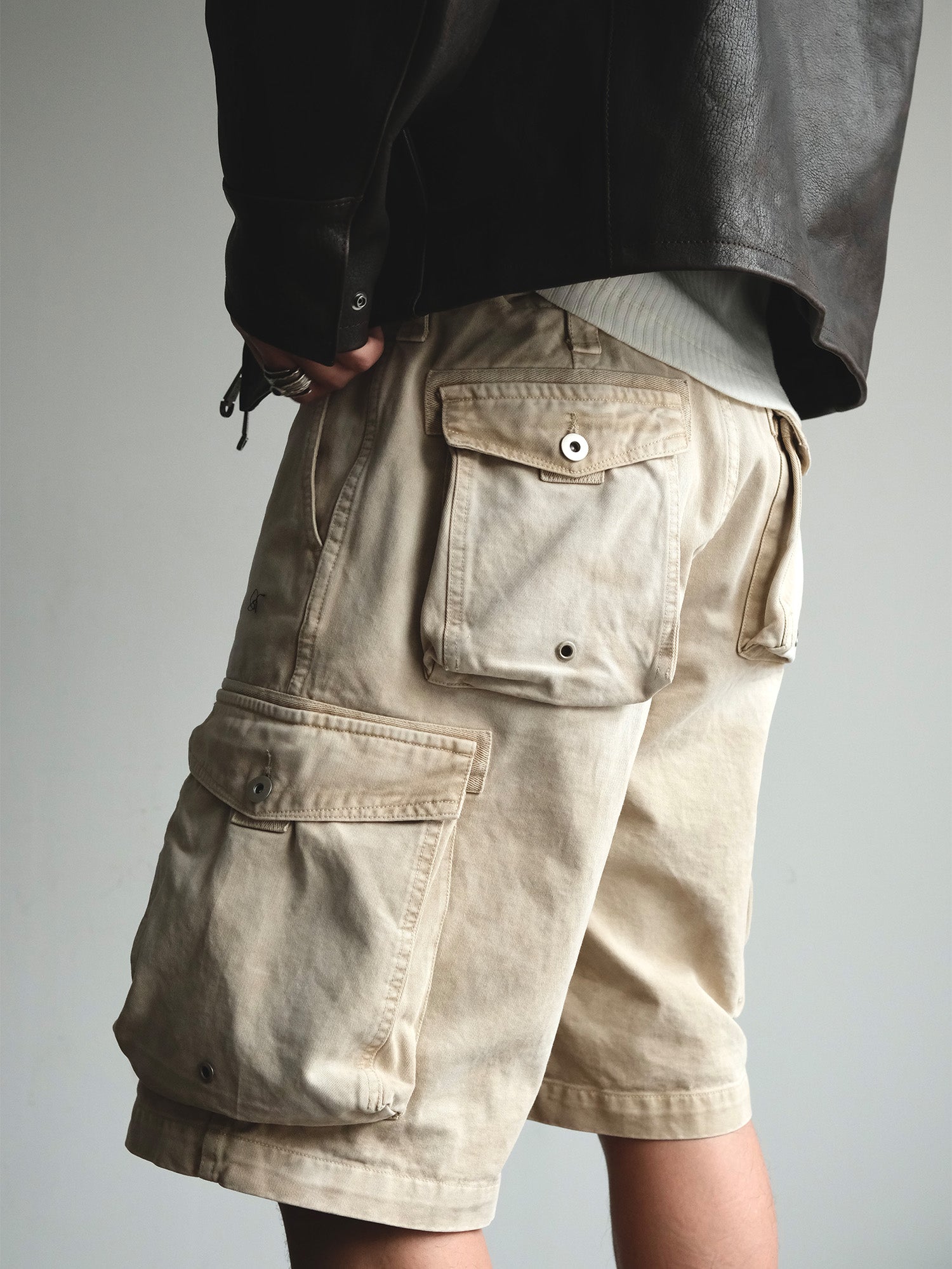NEIGBORL Washed Sulfur-Dyed Multi-Pocket Cargo Shorts-Shorts-S-Green-Free Shipping Leatheretro