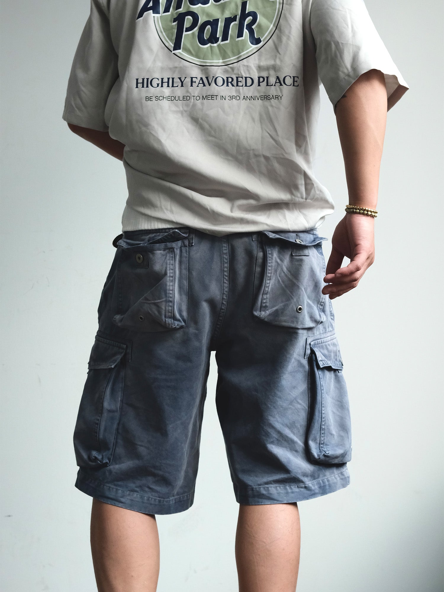 NEIGBORL Washed Sulfur-Dyed Multi-Pocket Cargo Shorts-Shorts-S-Green-Free Shipping Leatheretro