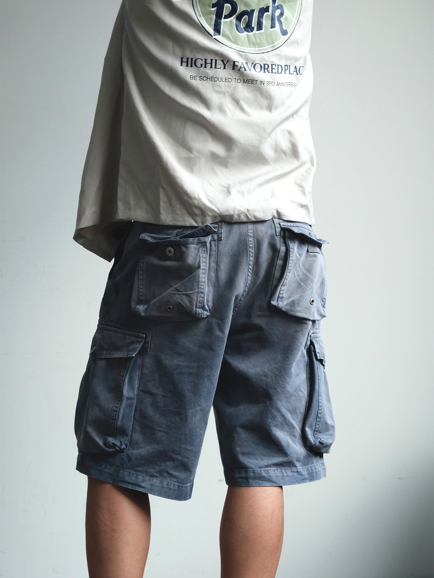 NEIGBORL Washed Sulfur-Dyed Multi-Pocket Cargo Shorts-Shorts-S-Green-Free Shipping Leatheretro