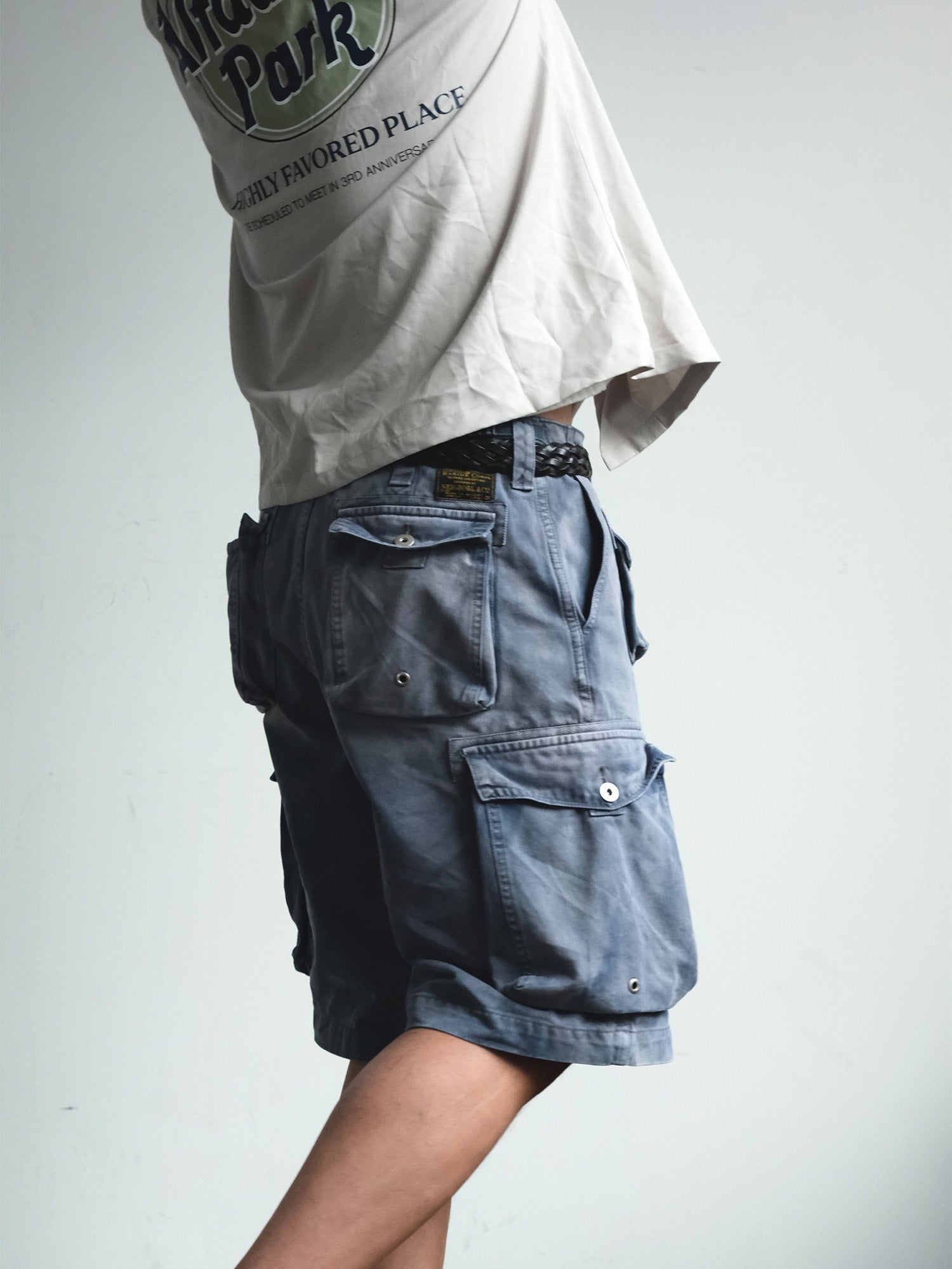 NEIGBORL Washed Sulfur-Dyed Multi-Pocket Cargo Shorts-Shorts-S-Green-Free Shipping Leatheretro