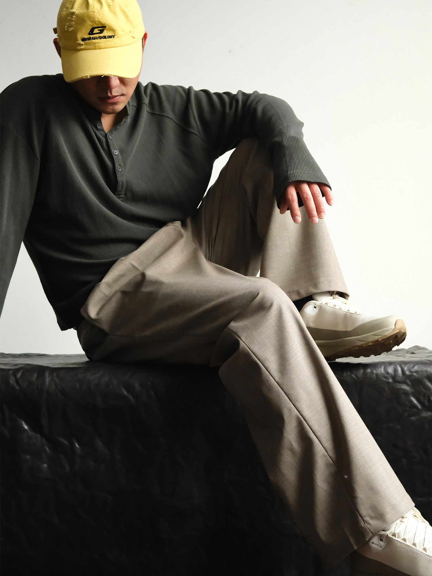 NEIGBORL Wool Double-Pleated Straight-Leg Trousers-Jeans-S-Khaki-Free Shipping Leatheretro