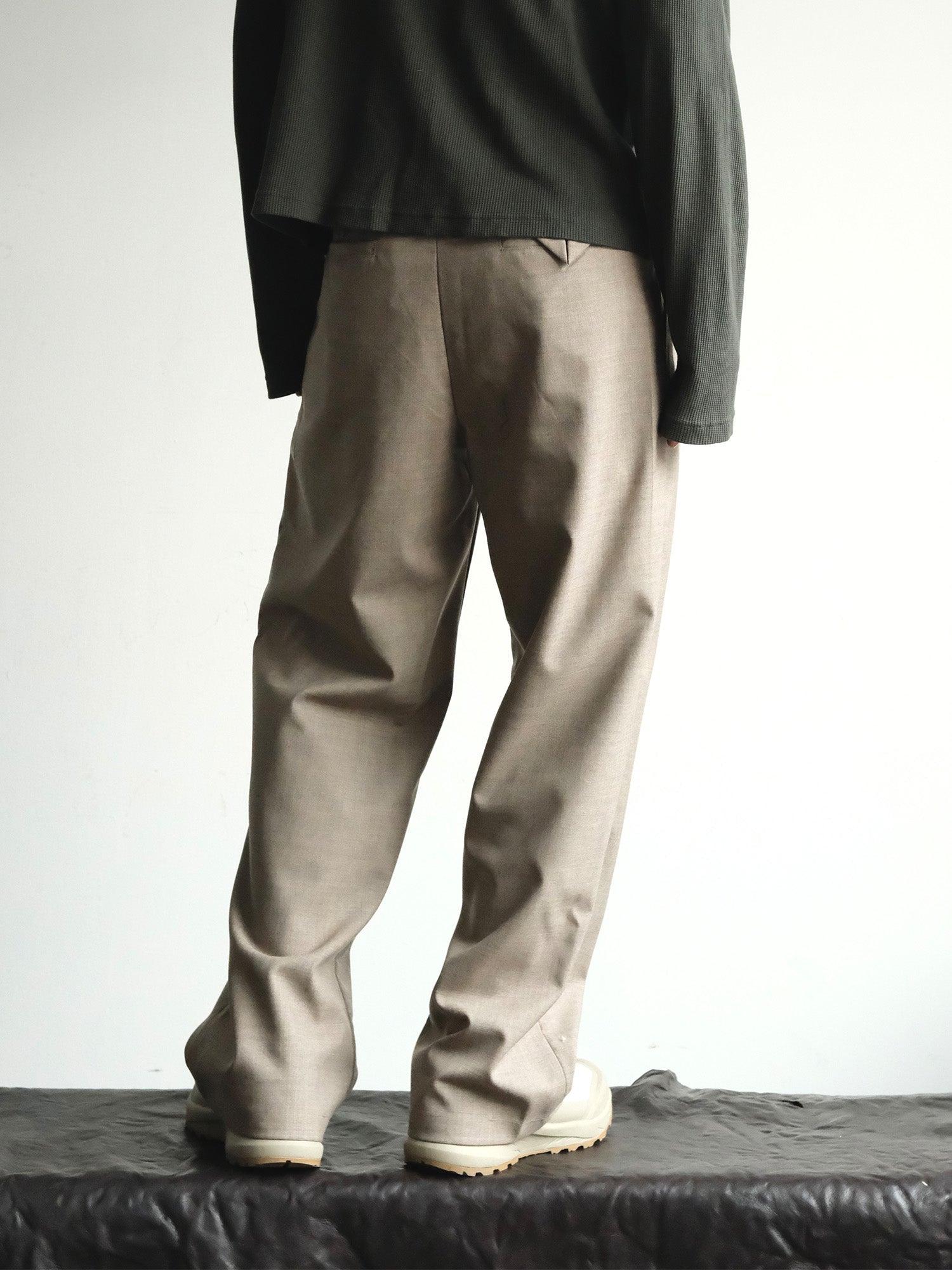 NEIGBORL Wool Double-Pleated Straight-Leg Trousers-Jeans-S-Khaki-Free Shipping Leatheretro