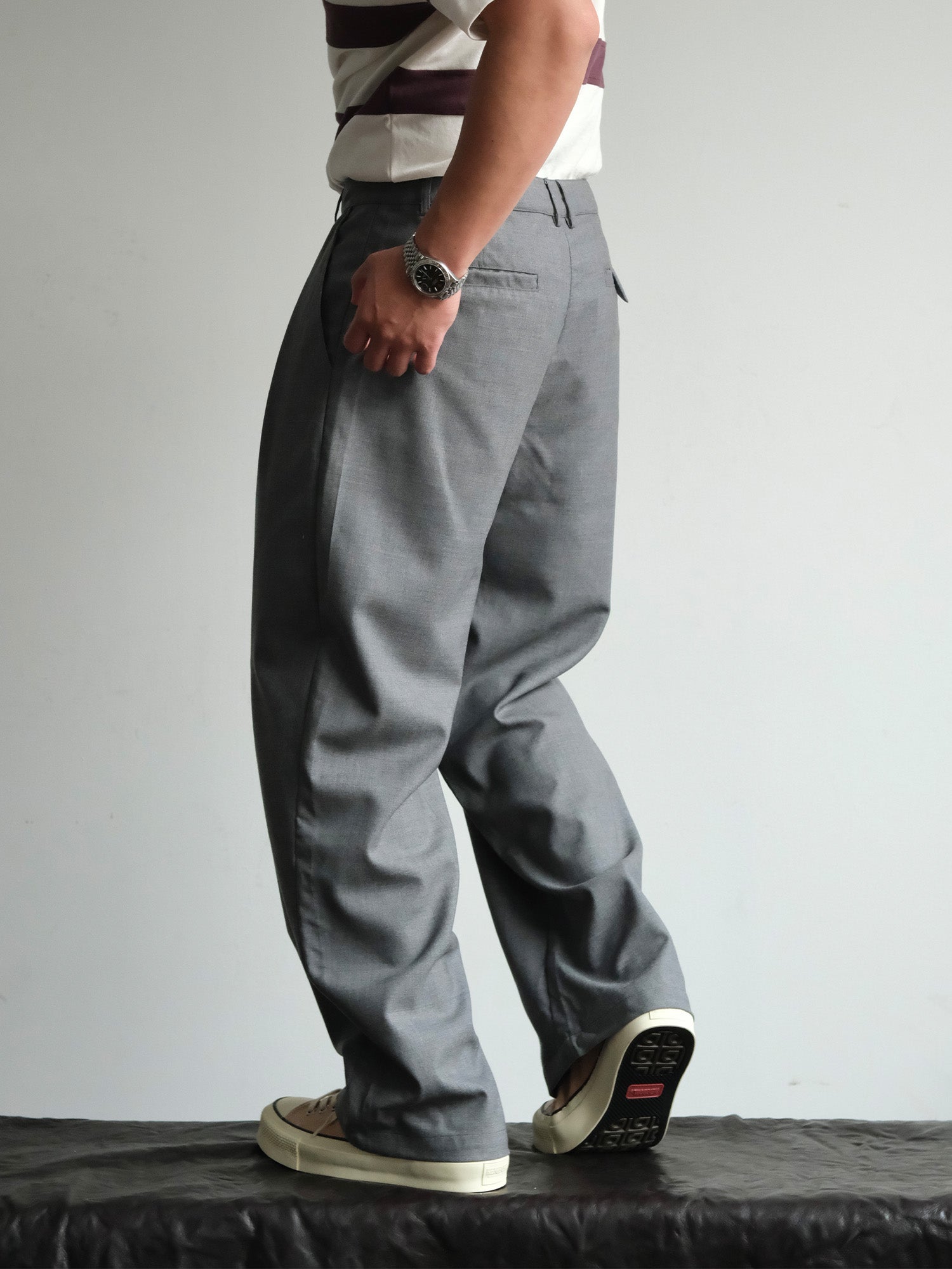 NEIGBORL Wool Double-Pleated Straight-Leg Trousers-Jeans-S-Khaki-Free Shipping Leatheretro