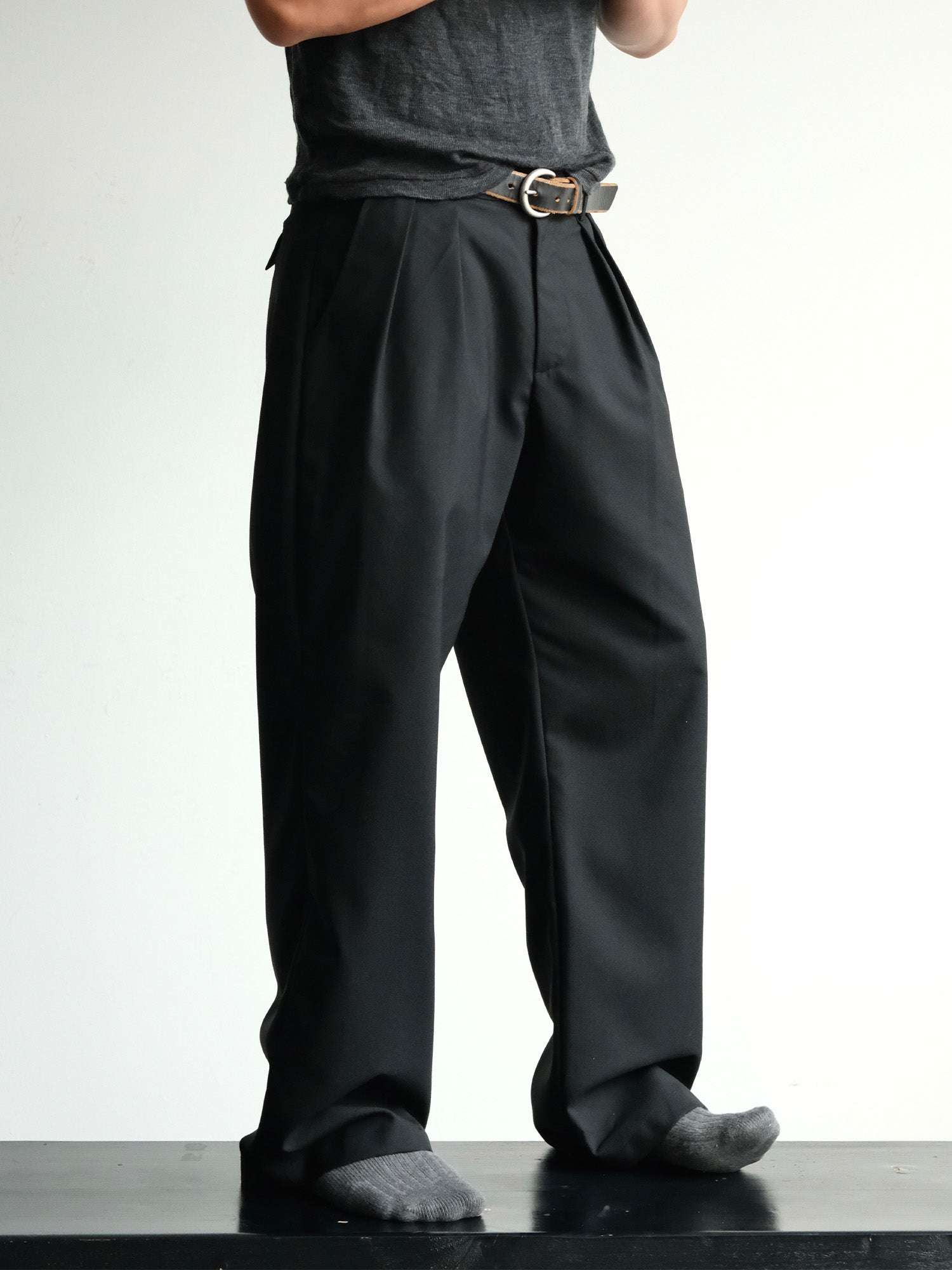NEIGBORL Wool Double-Pleated Straight-Leg Trousers-Jeans-S-Khaki-Free Shipping Leatheretro