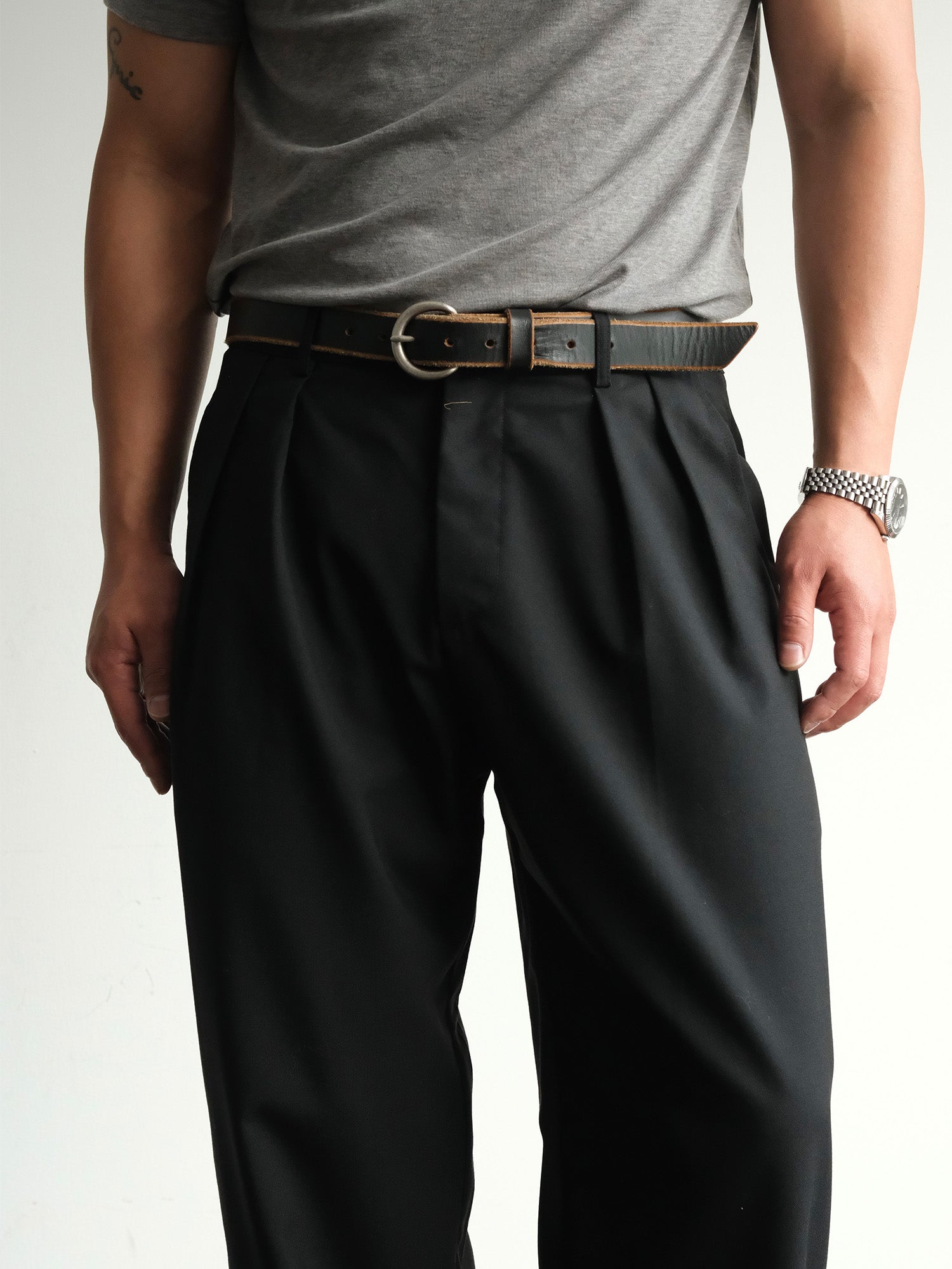 NEIGBORL Wool Double-Pleated Straight-Leg Trousers-Jeans-S-Khaki-Free Shipping Leatheretro