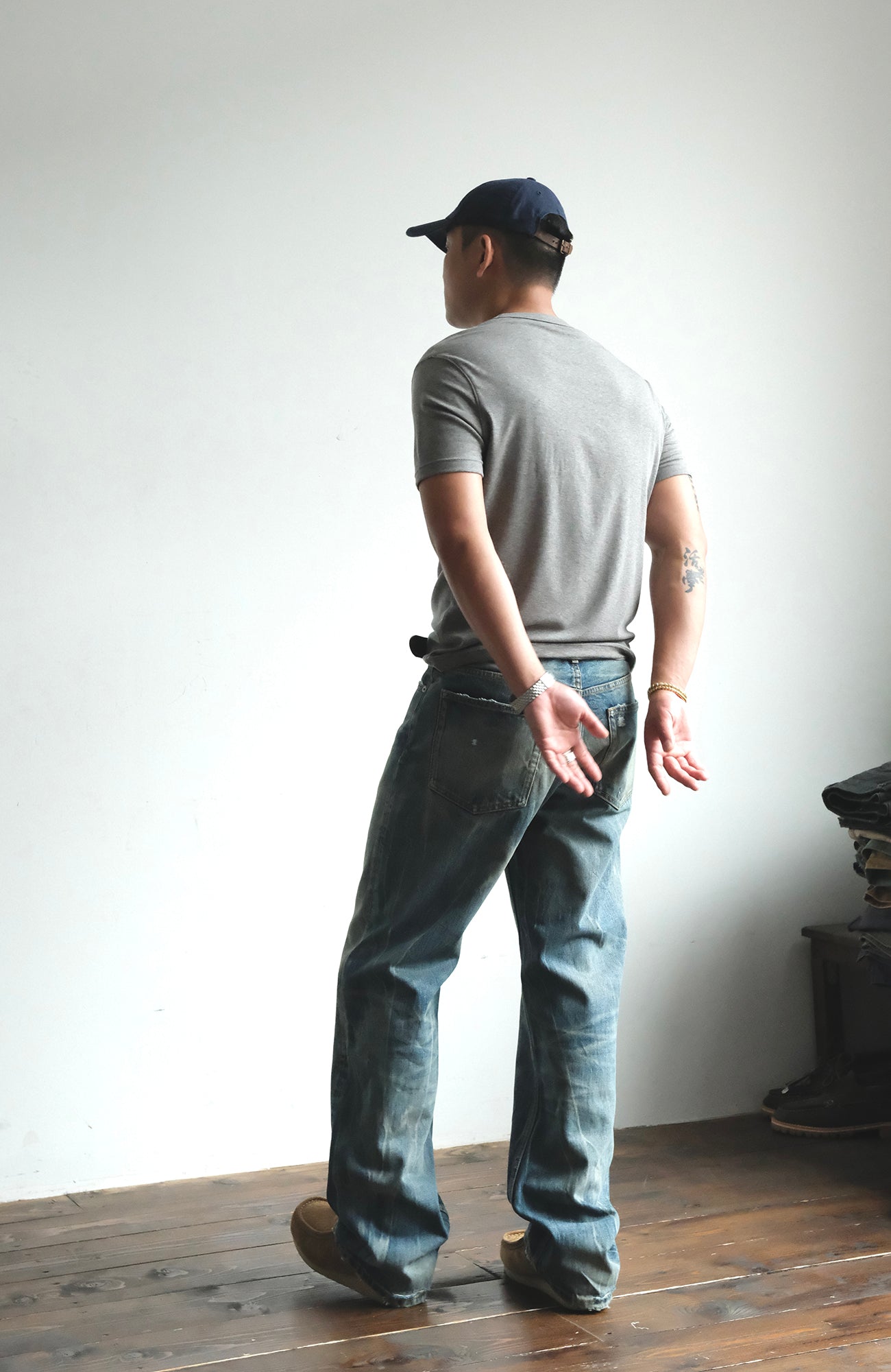 NEIGBORL Wash Distressed Loose-Fit Jeans Blue-Jeans-S (Preorder)-Free Shipping Leatheretro