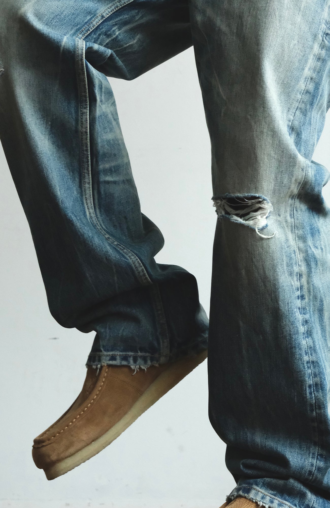 NEIGBORL Wash Distressed Loose-Fit Jeans Blue-Jeans-S (Preorder)-Free Shipping Leatheretro