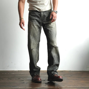 NEIGBORL Wash Distressed Loose-Fit Jeans Black-Jeans-S (Preorder)-Free Shipping Leatheretro