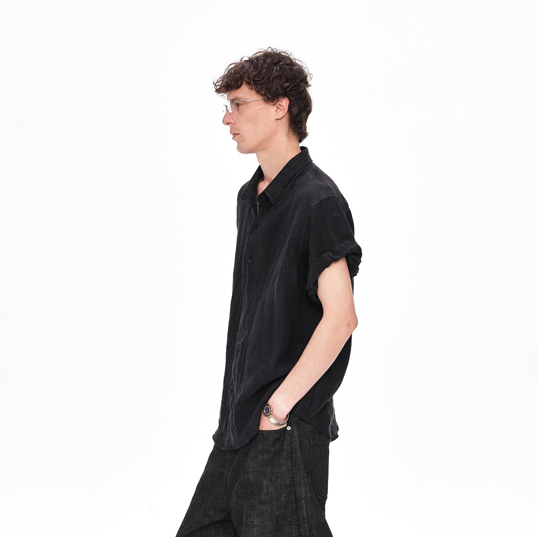 LABELROOM Rolled-Sleeve Linen Shirt-Half shirt-XS (Preorder)-Free Shipping Leatheretro