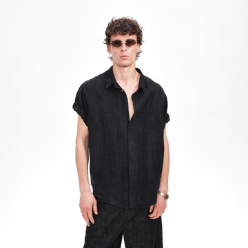LABELROOM Rolled-Sleeve Linen Shirt-Half shirt-XS (Preorder)-Free Shipping Leatheretro