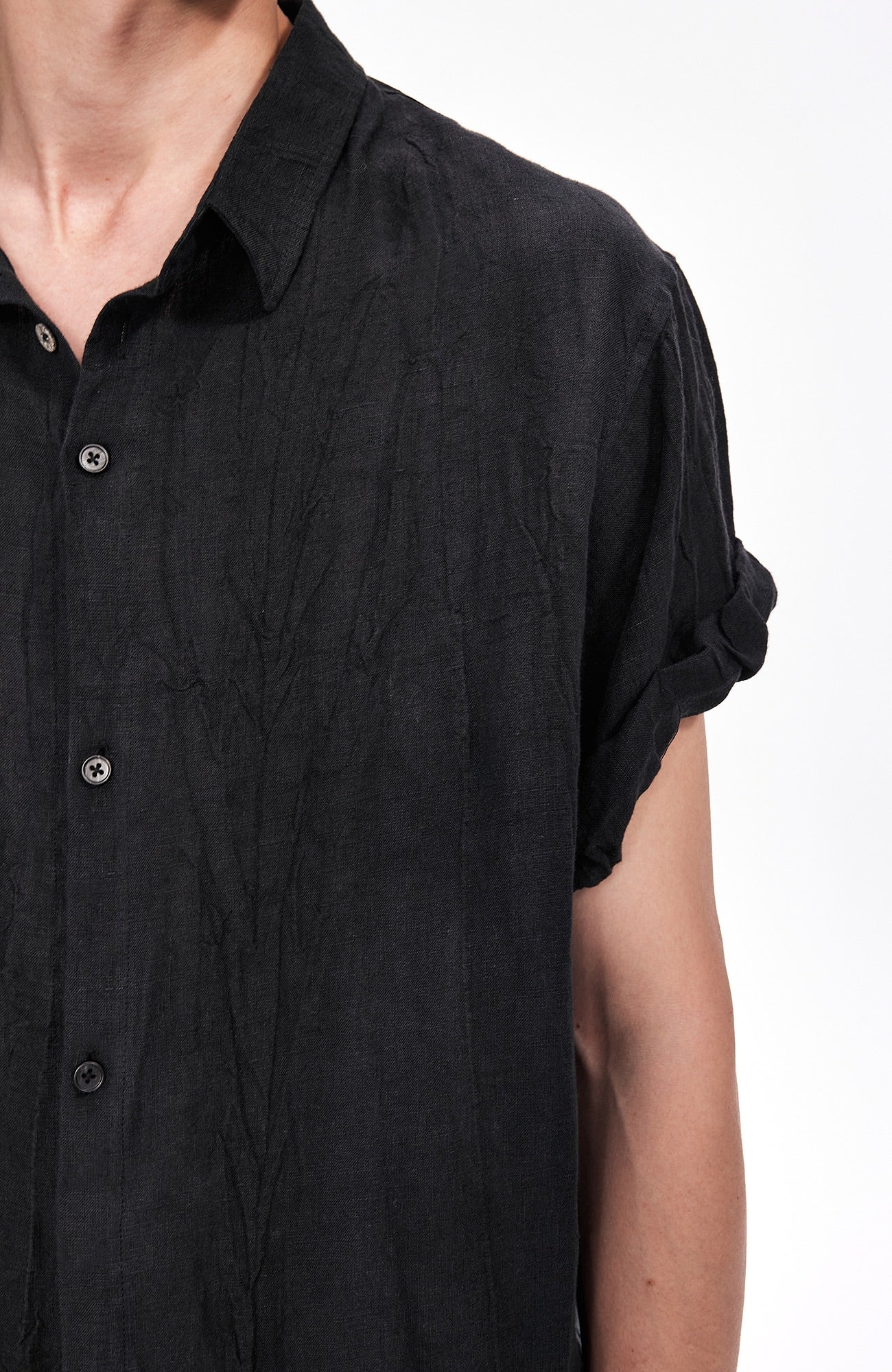 LABELROOM Rolled-Sleeve Linen Shirt-Half shirt-XS (Preorder)-Free Shipping Leatheretro