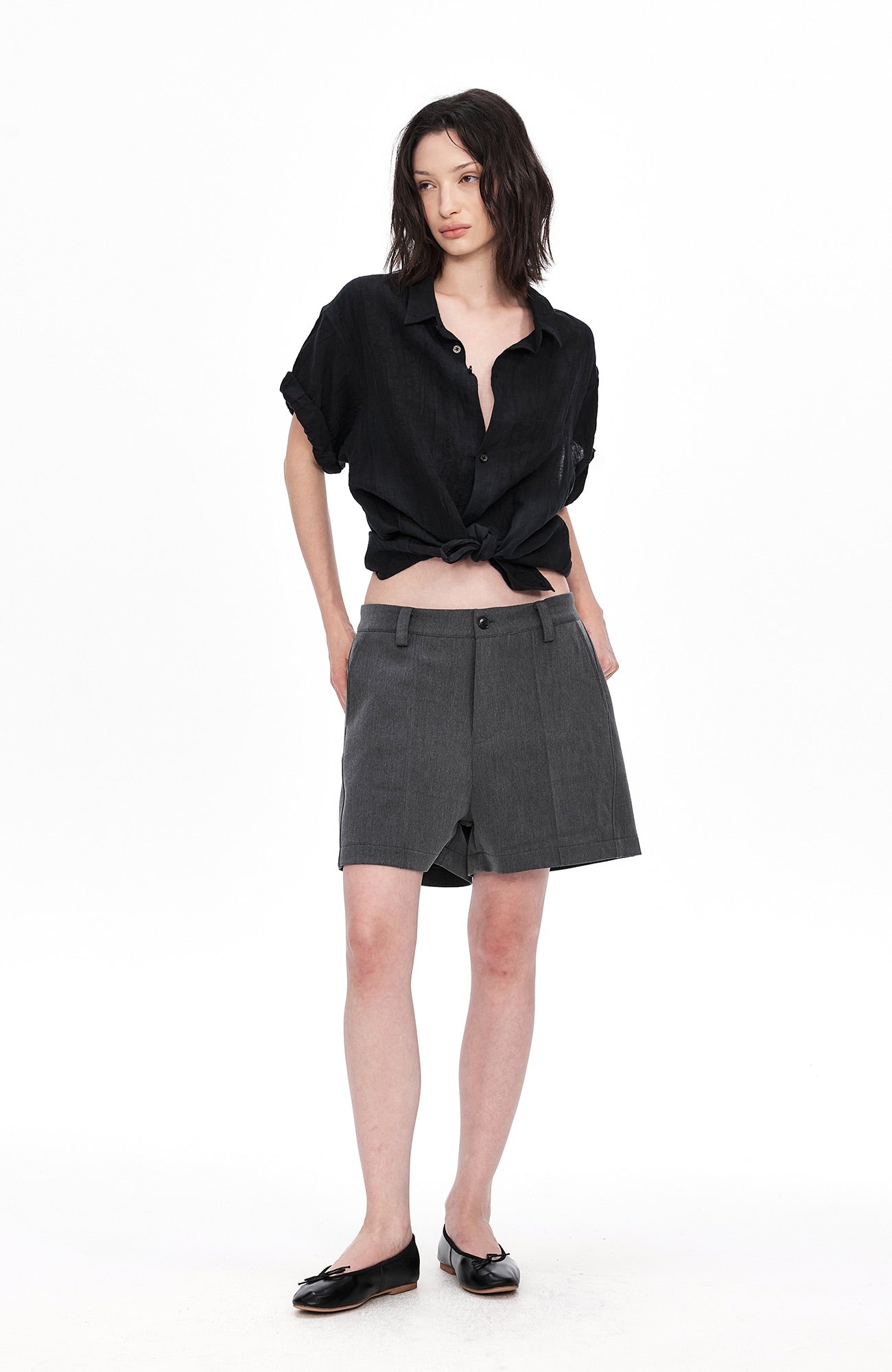 LABELROOM Rolled-Sleeve Linen Shirt-Half shirt-XS (Preorder)-Free Shipping Leatheretro