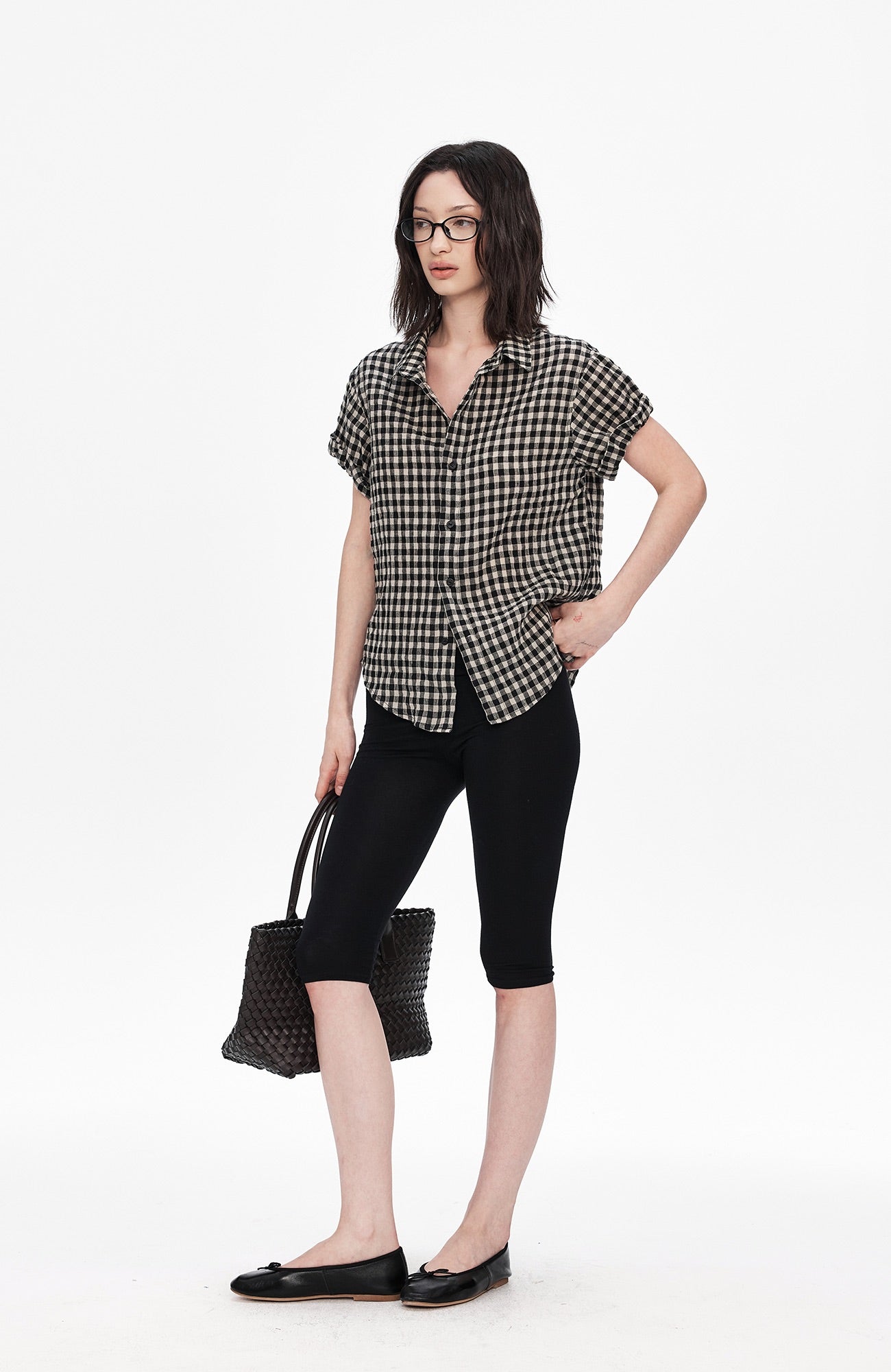 LABELROOM Rolled-Sleeve Linen Check Shirt-Half shirt-XS (Preorder)-Free Shipping Leatheretro