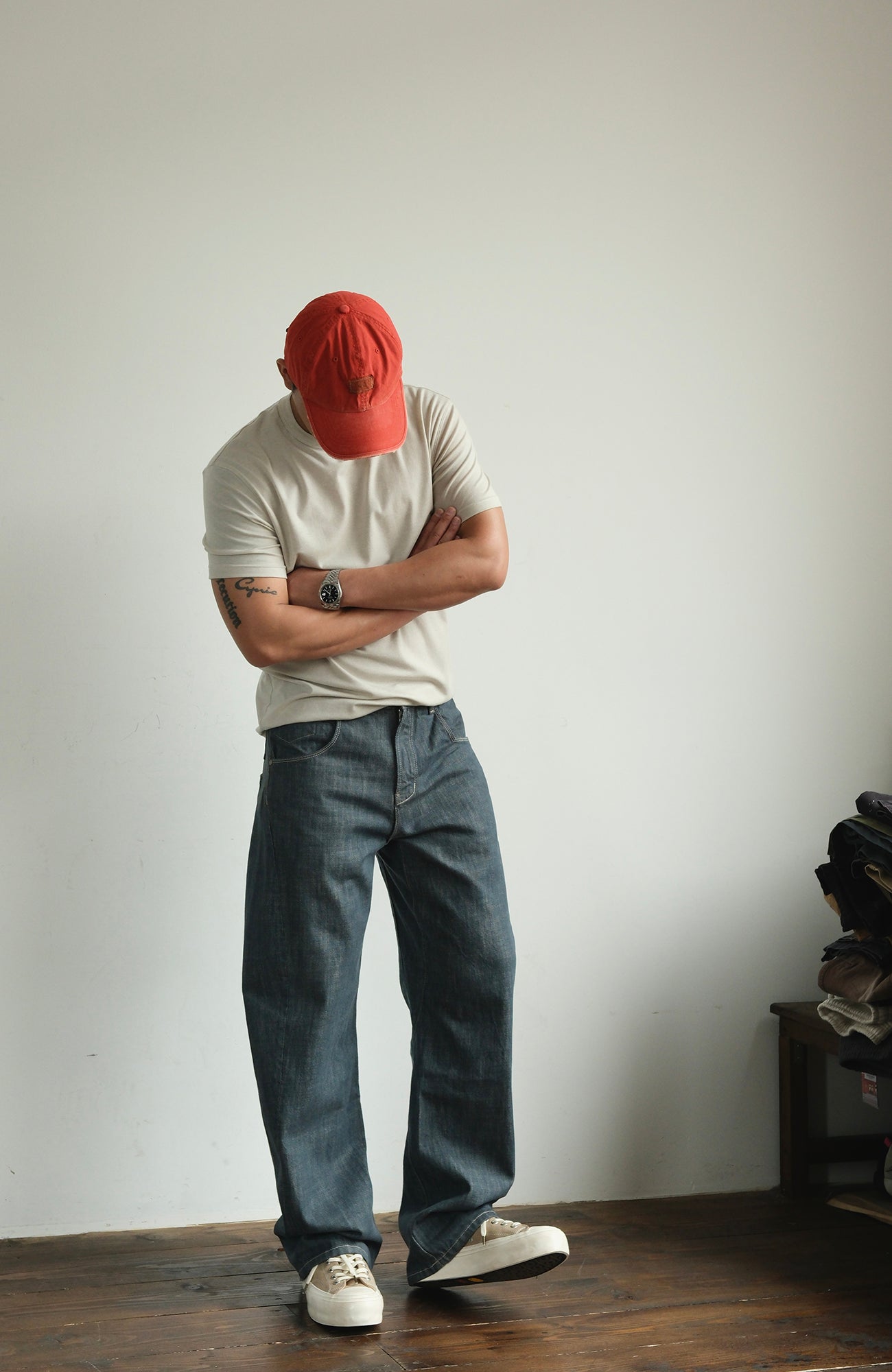 NEIGBORL Back-Buckle Washed Raw Denim Pants-Jeans-S (Preorder)-Free Shipping Leatheretro
