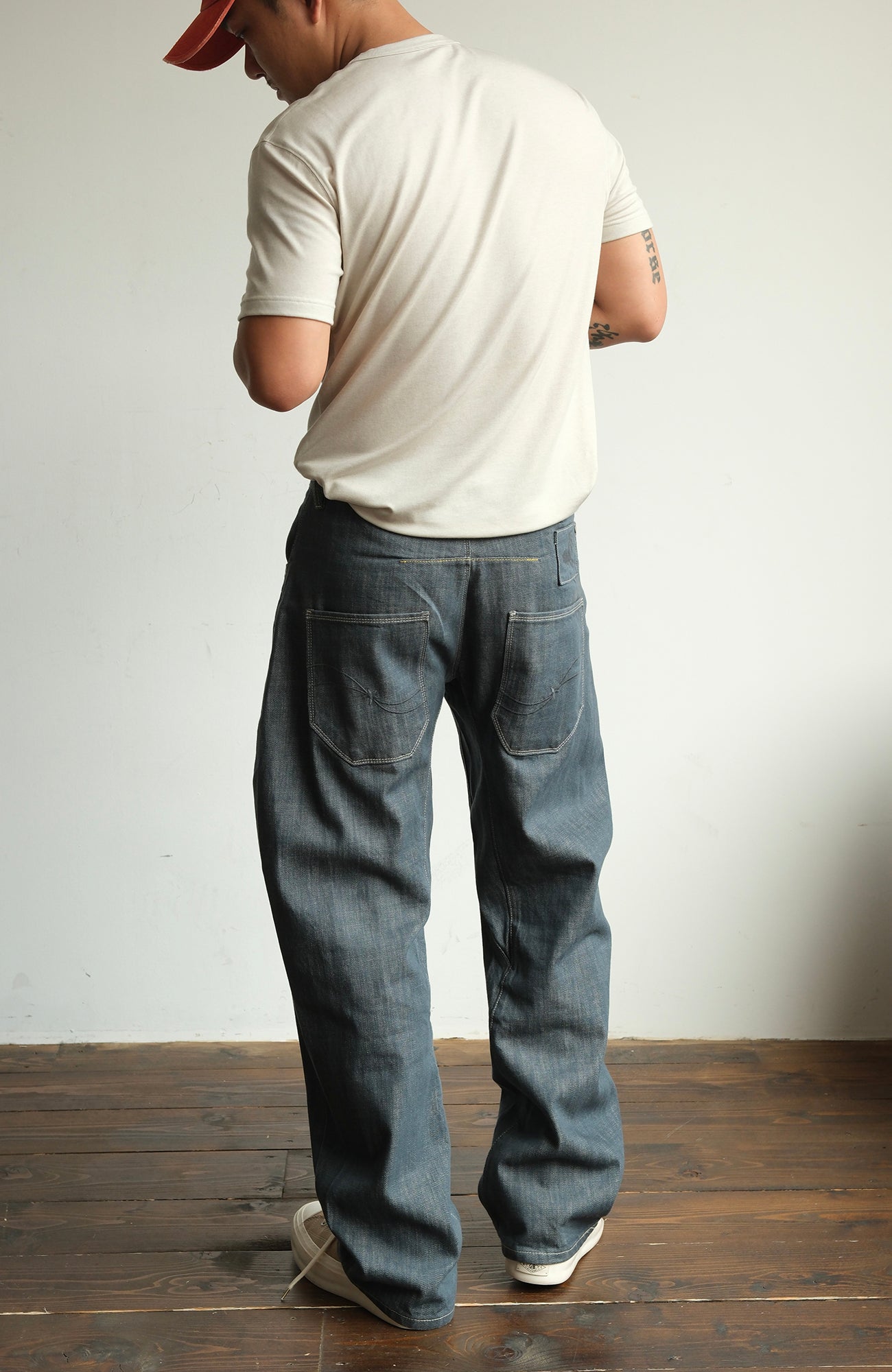 NEIGBORL Back-Buckle Washed Raw Denim Pants-Jeans-S (Preorder)-Free Shipping Leatheretro
