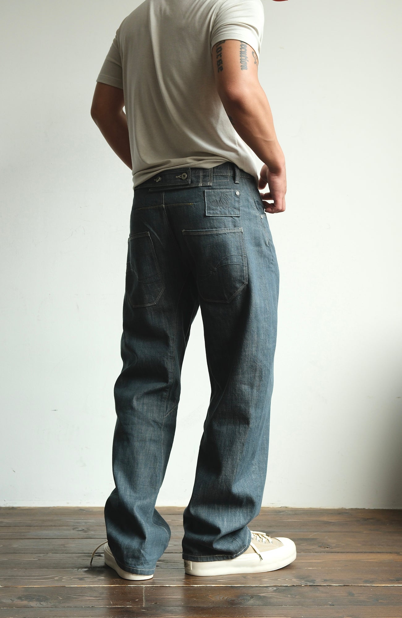 NEIGBORL Back-Buckle Washed Raw Denim Pants-Jeans-S (Preorder)-Free Shipping Leatheretro