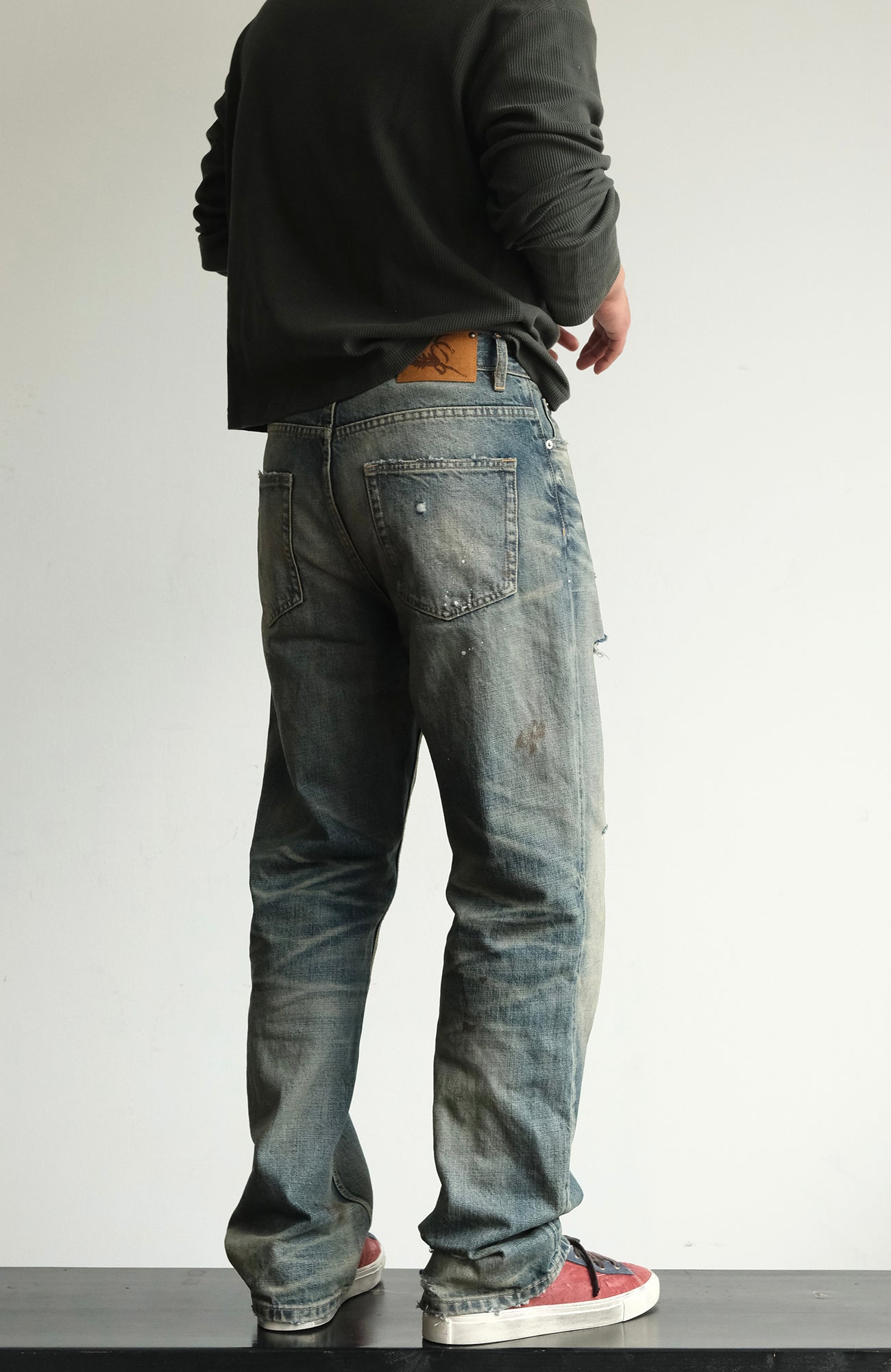 NEIGBORL Ripped Wash Straight-Leg Jeans-Jeans-S (Preorder)-Free Shipping Leatheretro
