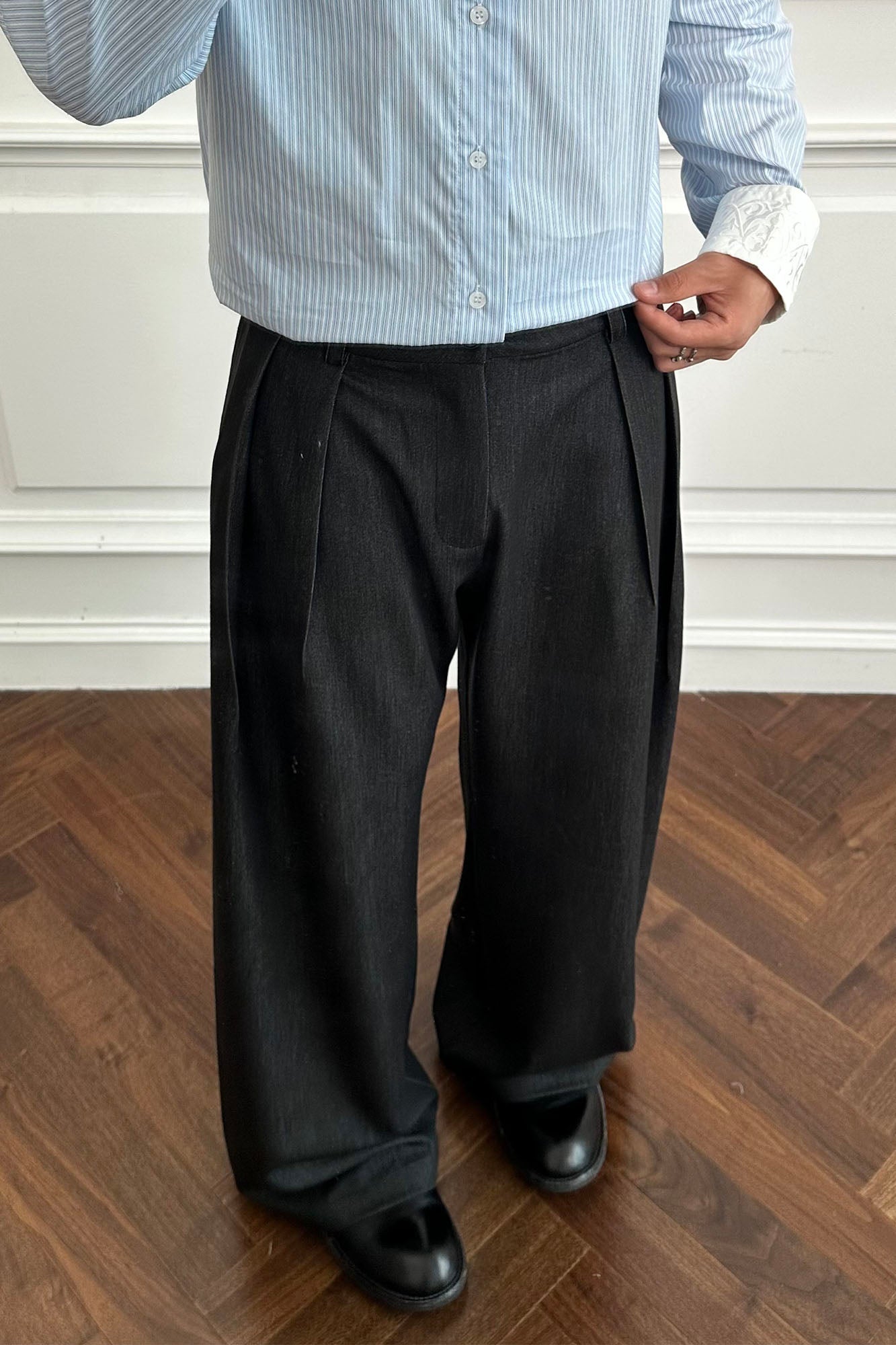 CATSSTAC Triple-Pleat Wool-Blend Wide-Leg Trousers-Pants-M-Free Shipping Leatheretro