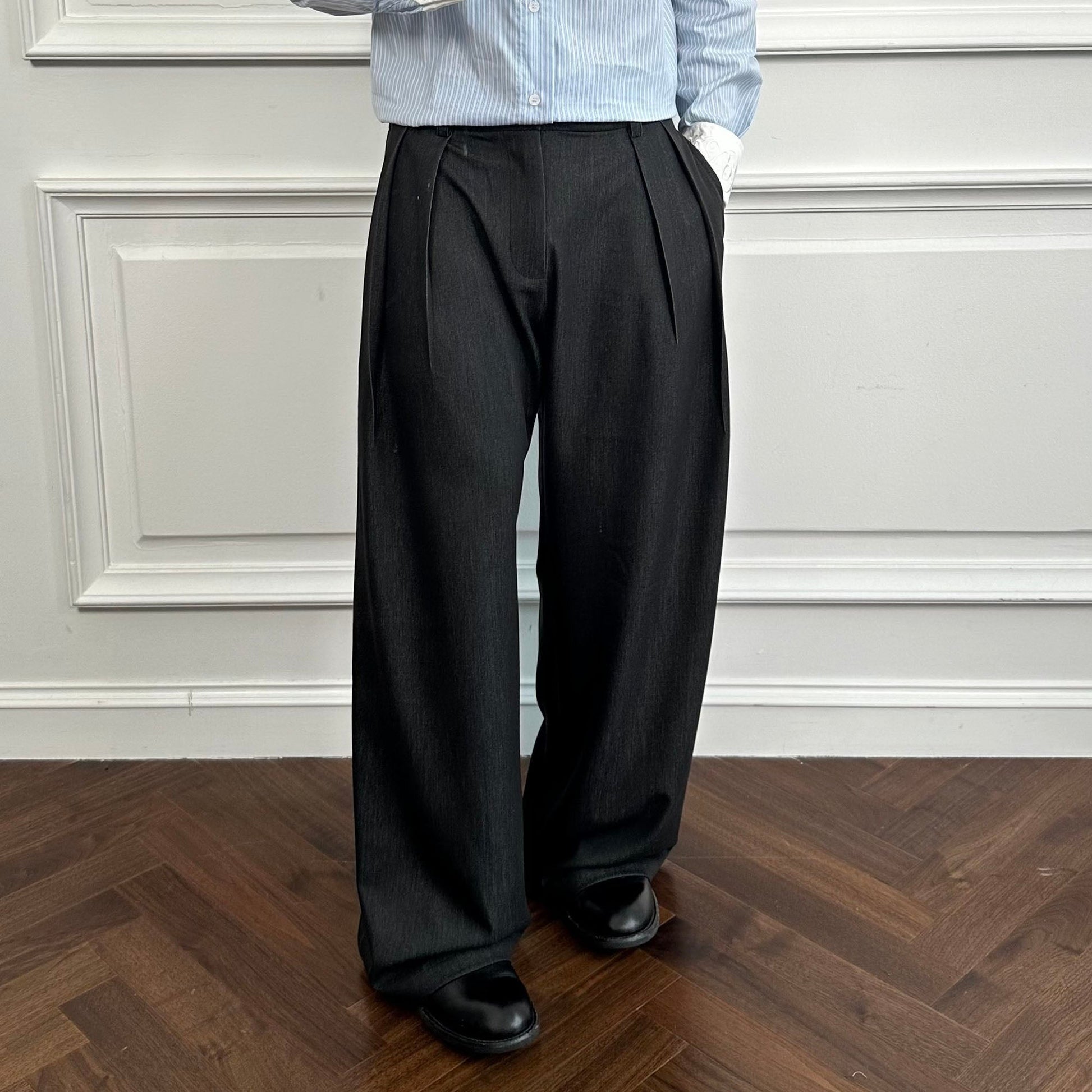 CATSSTAC Triple-Pleat Wool-Blend Wide-Leg Trousers-Pants-M-Free Shipping Leatheretro