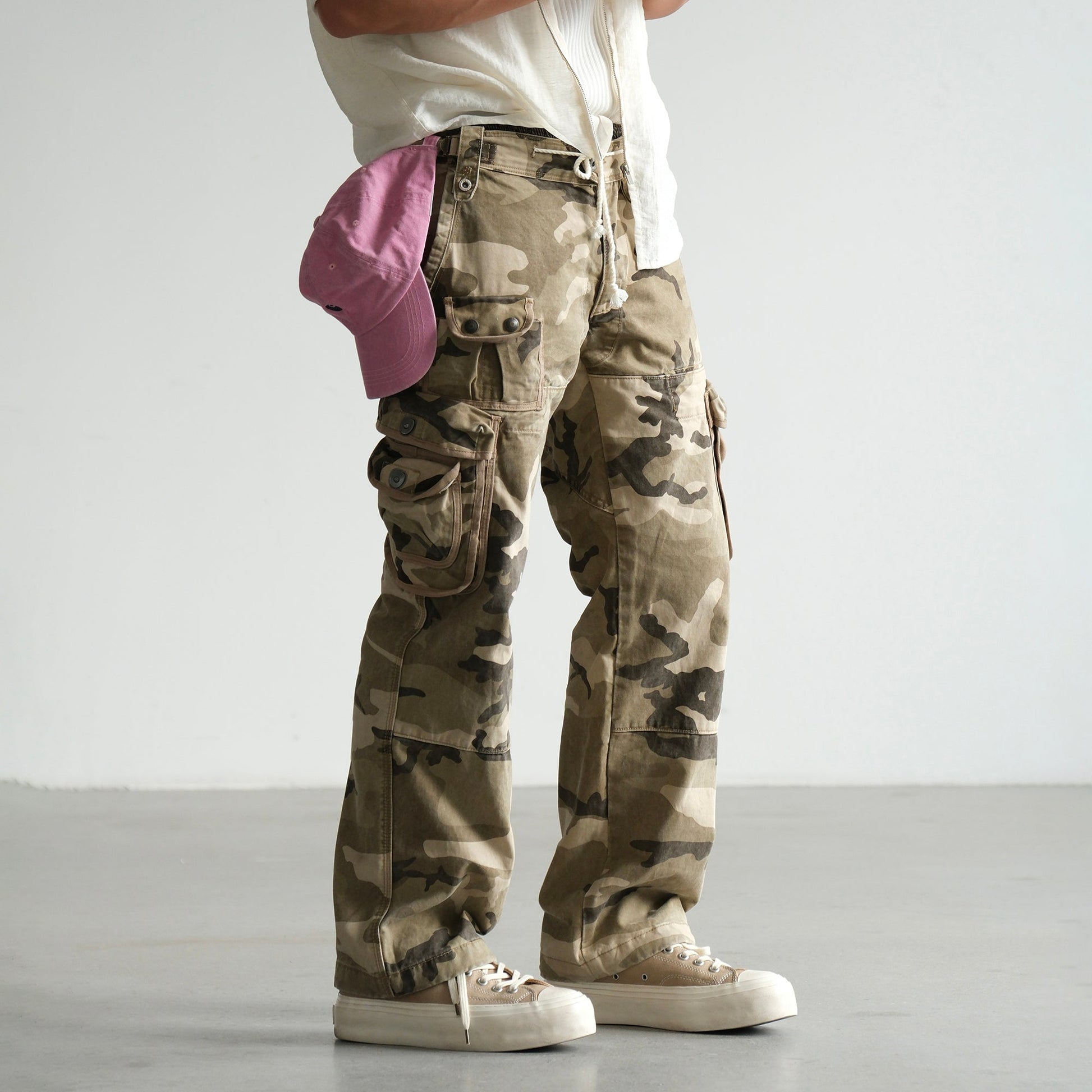 NEIGBORL Camo Multi-Pocket Straight Cargo Pants-Pants-S (Preorder)-Free Shipping Leatheretro