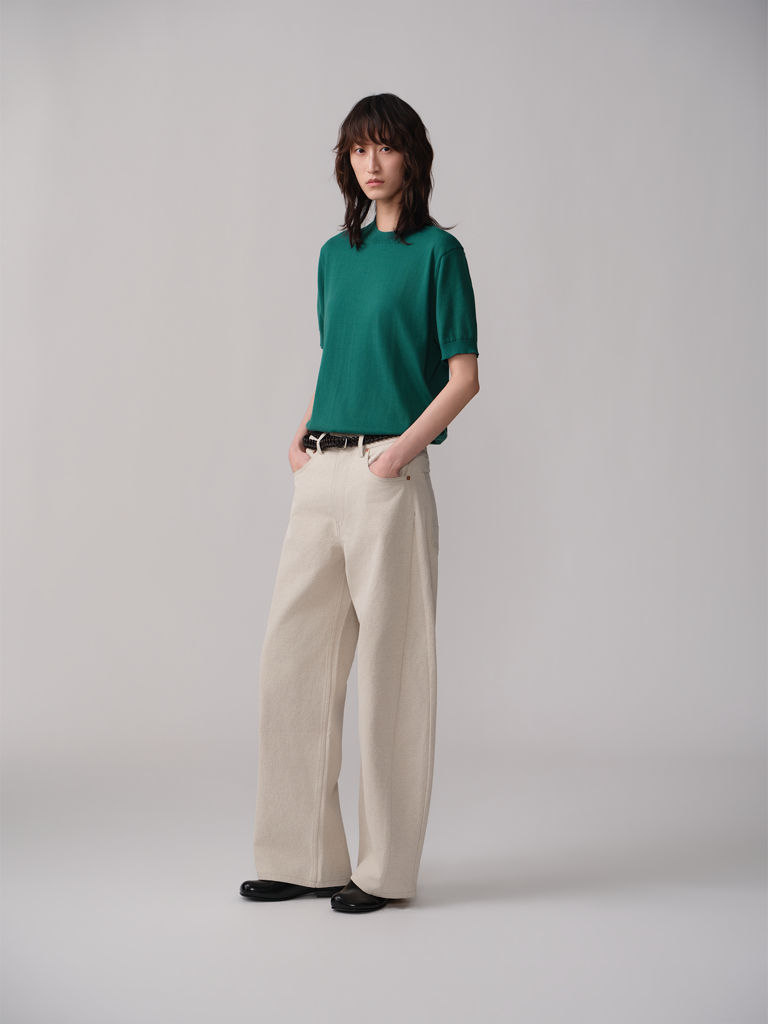 OPICLOTH Paneled Wide-Leg Pants-Jeans-XS-Free Shipping Leatheretro