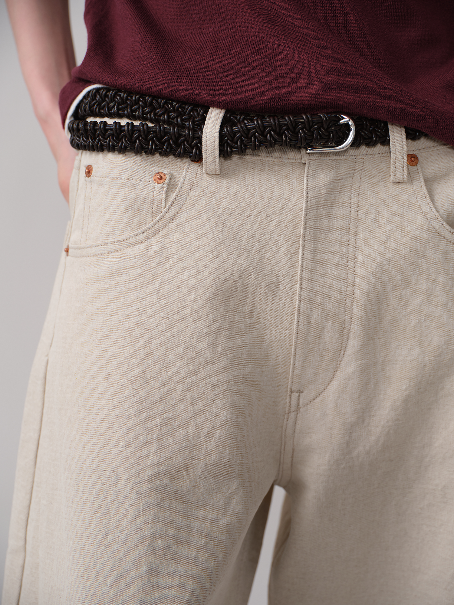 OPICLOTH Paneled Wide-Leg Pants-Jeans-XS-Free Shipping Leatheretro