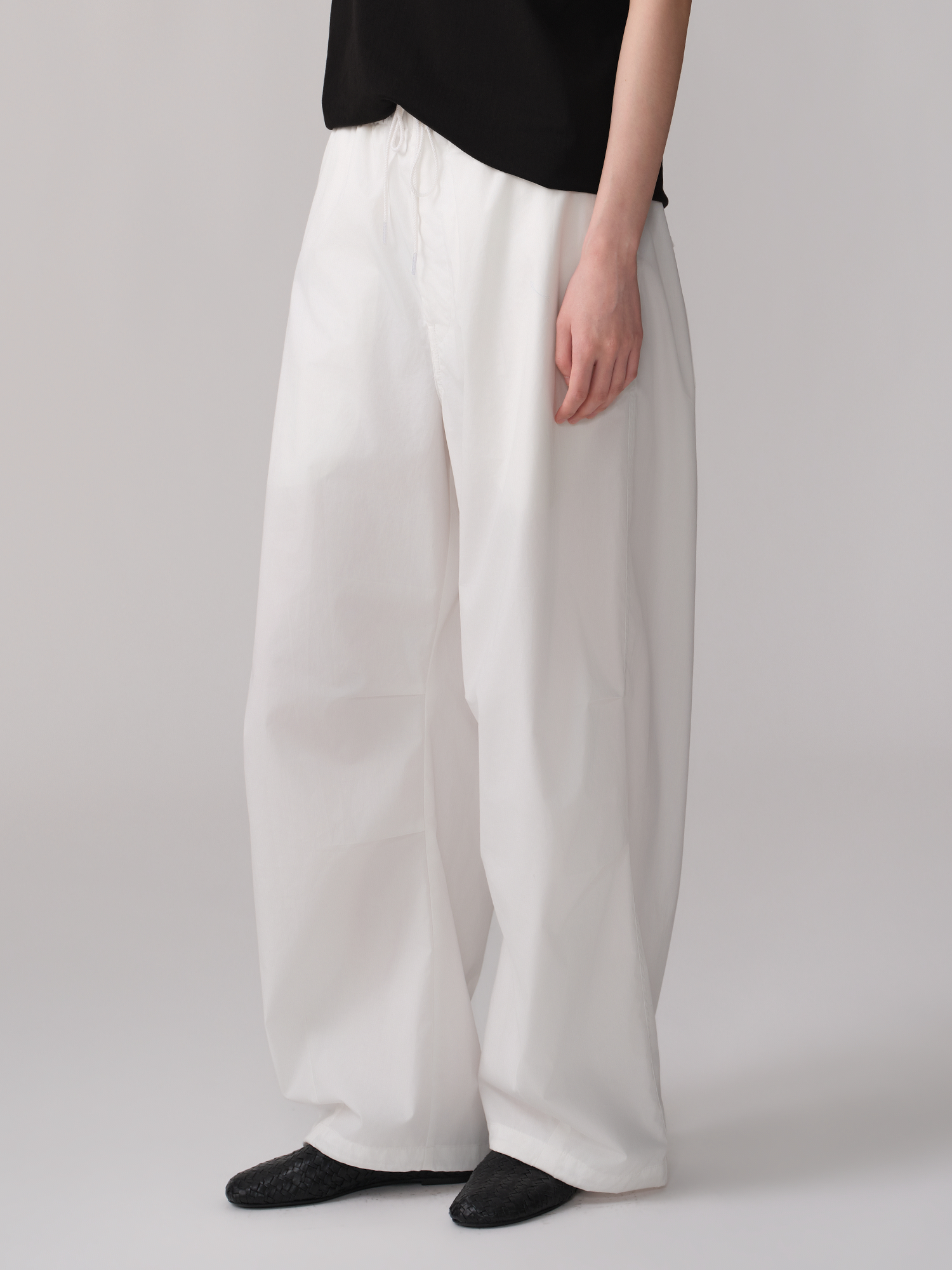 OPICLOTH Pleated Drawstring Parachute Pants-Pants-XS-White-Free Shipping Leatheretro