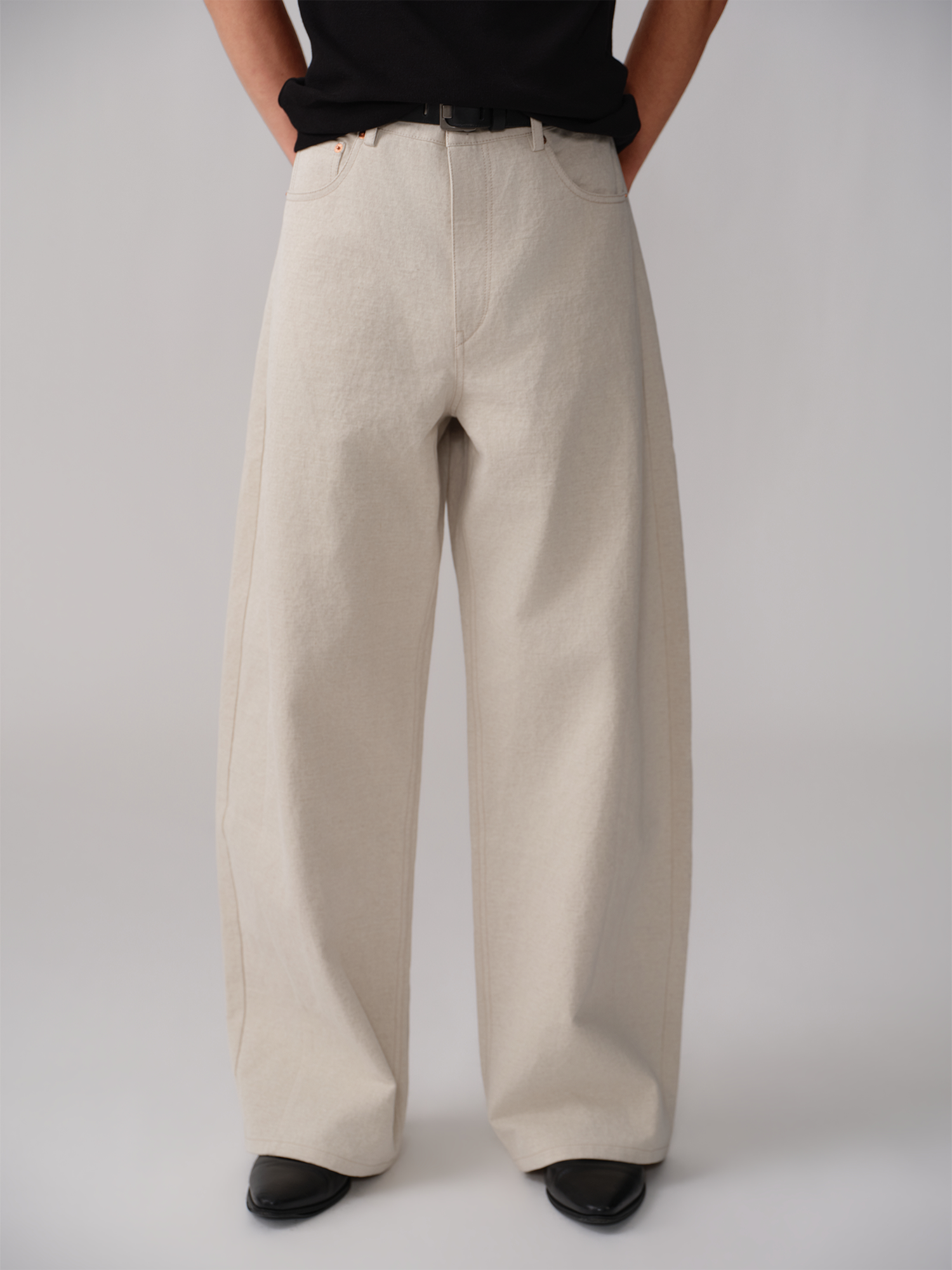 OPICLOTH Paneled Wide-Leg Pants-Jeans-XS-Free Shipping Leatheretro