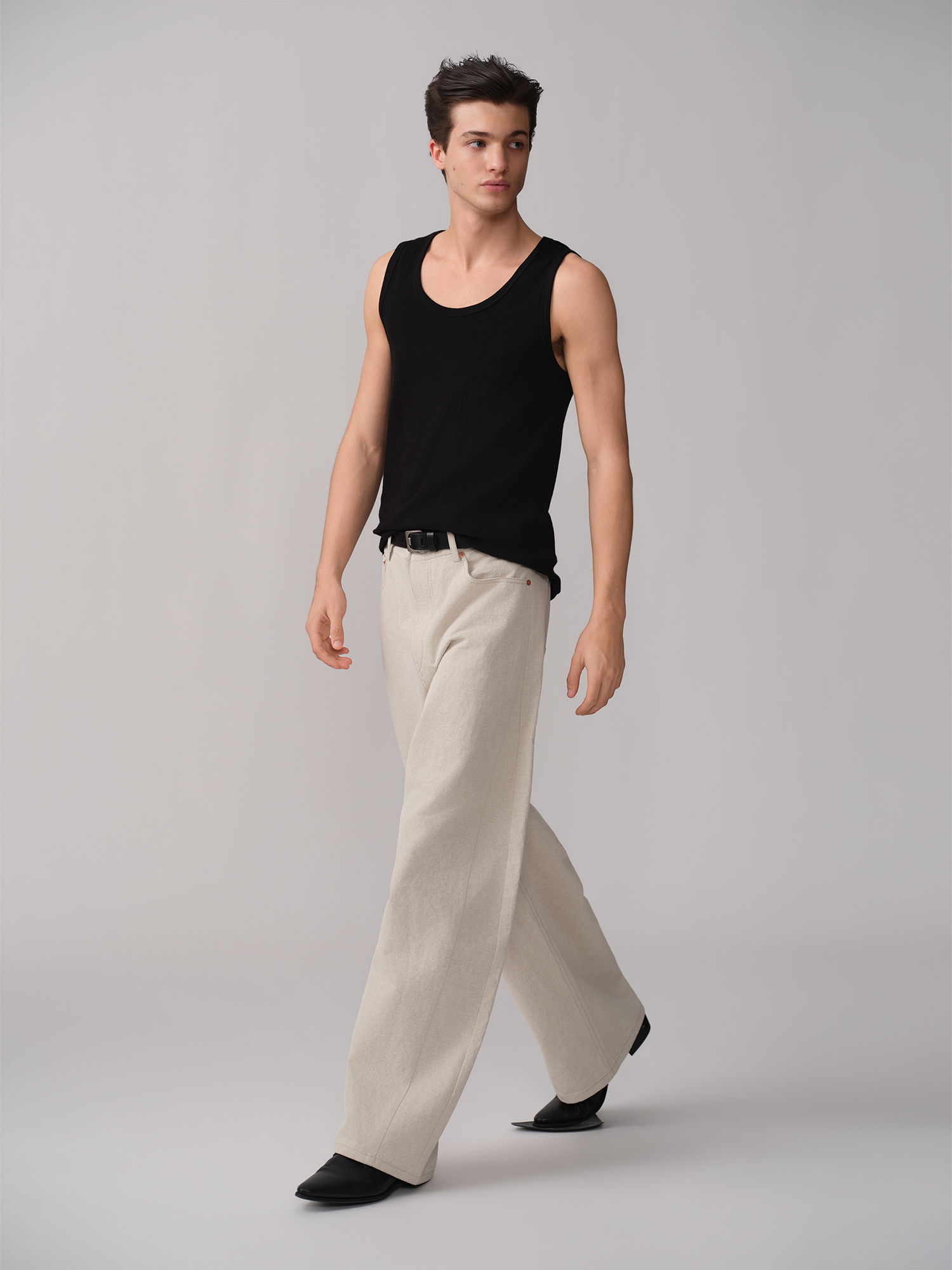 OPICLOTH Paneled Wide-Leg Pants-Jeans-XS-Free Shipping Leatheretro