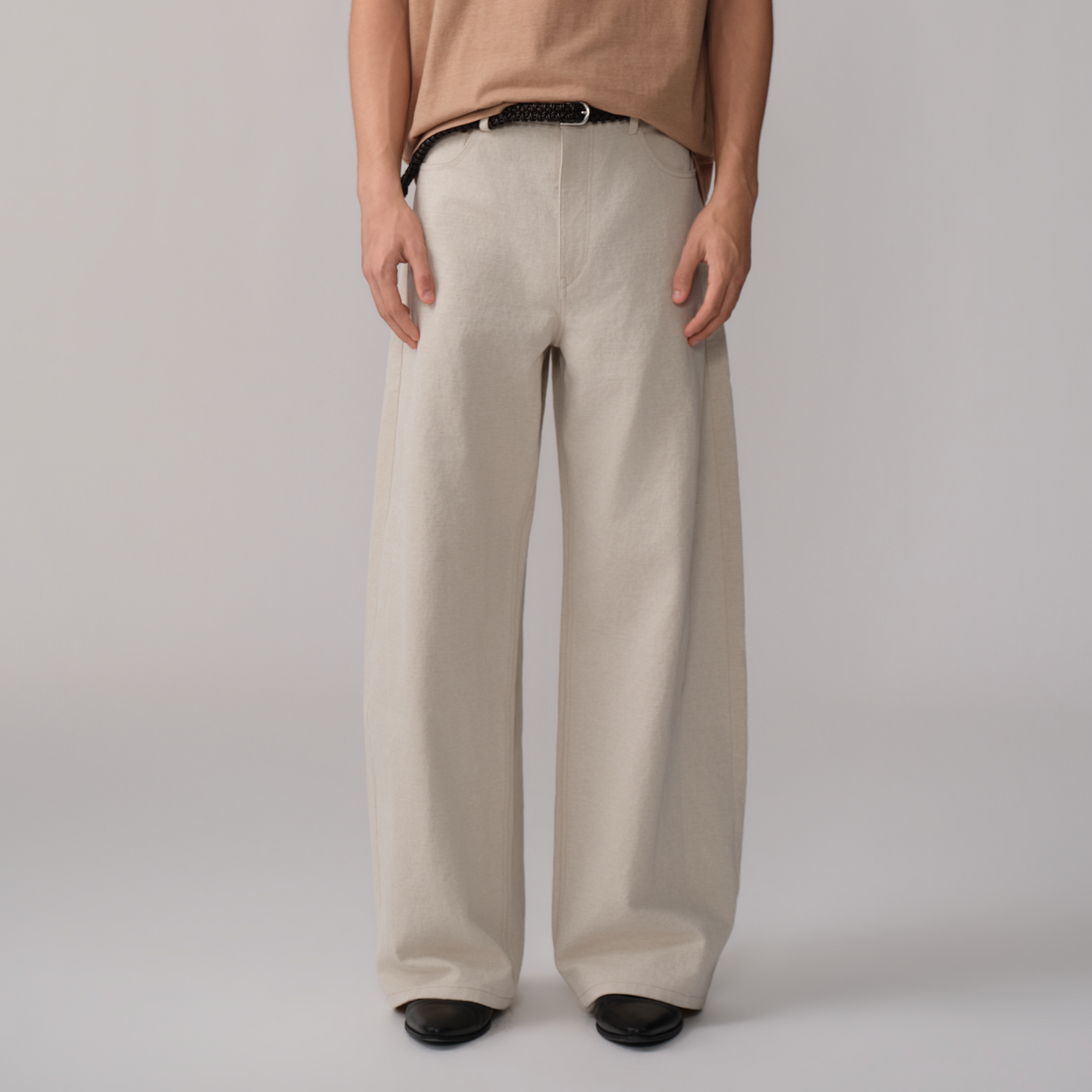 OPICLOTH Paneled Wide-Leg Pants-Jeans-XS-Free Shipping Leatheretro