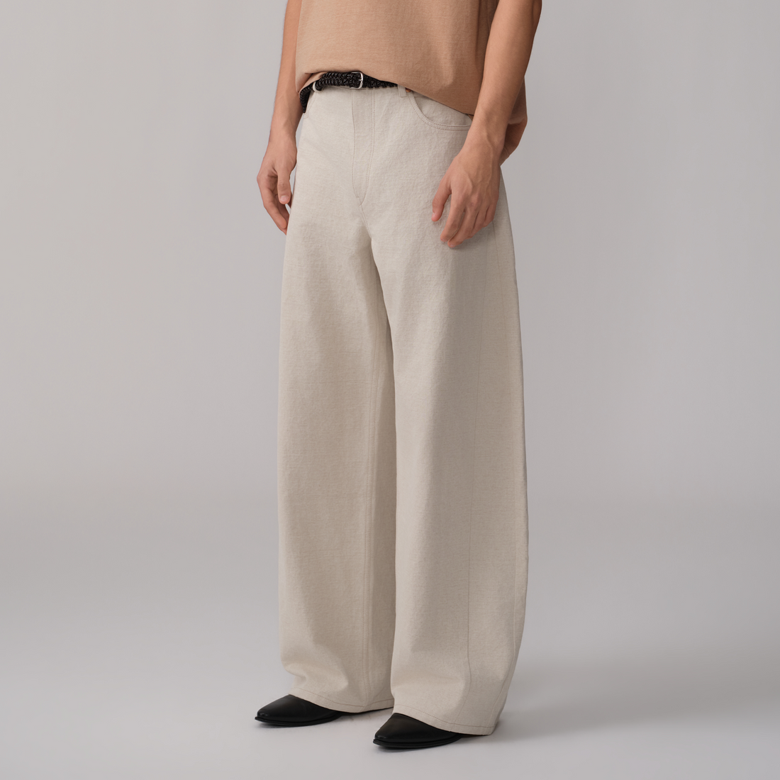 OPICLOTH Paneled Wide-Leg Pants-Jeans-XS-Free Shipping Leatheretro