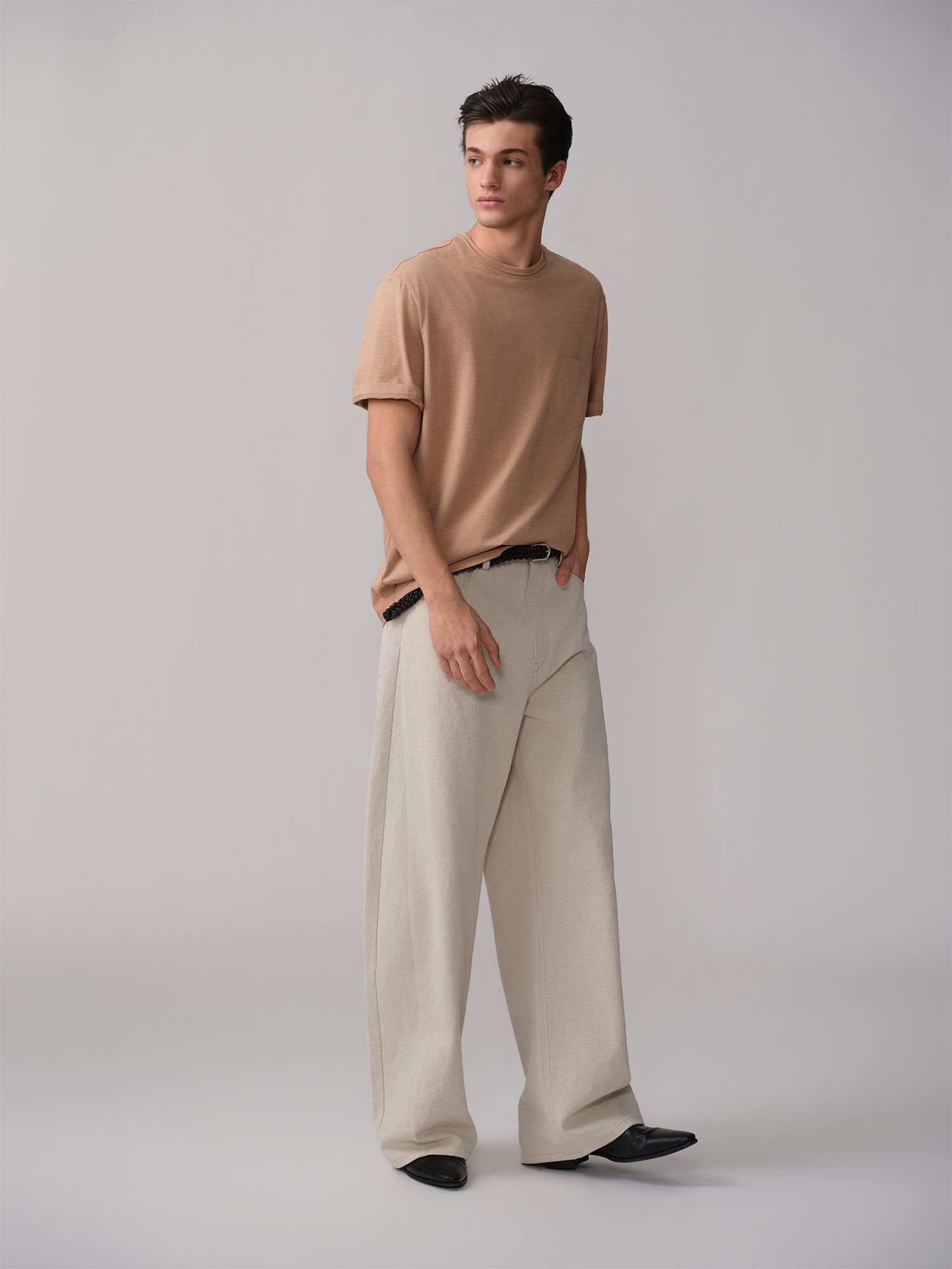 OPICLOTH Paneled Wide-Leg Pants-Jeans-XS-Free Shipping Leatheretro