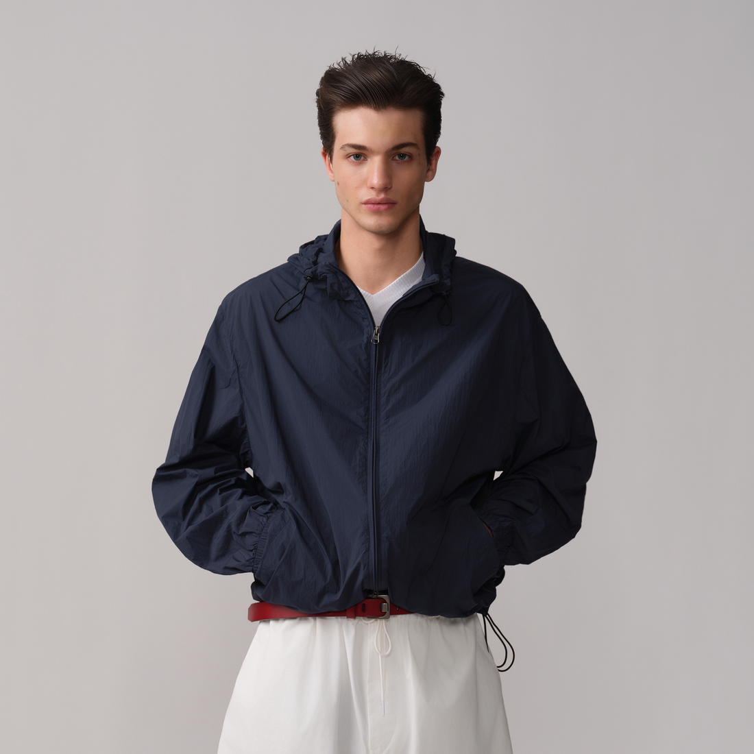 OPICLOTH Hooded Nylon Windbreaker Jacket-Jacket-M (Preorder)-Free Shipping Leatheretro