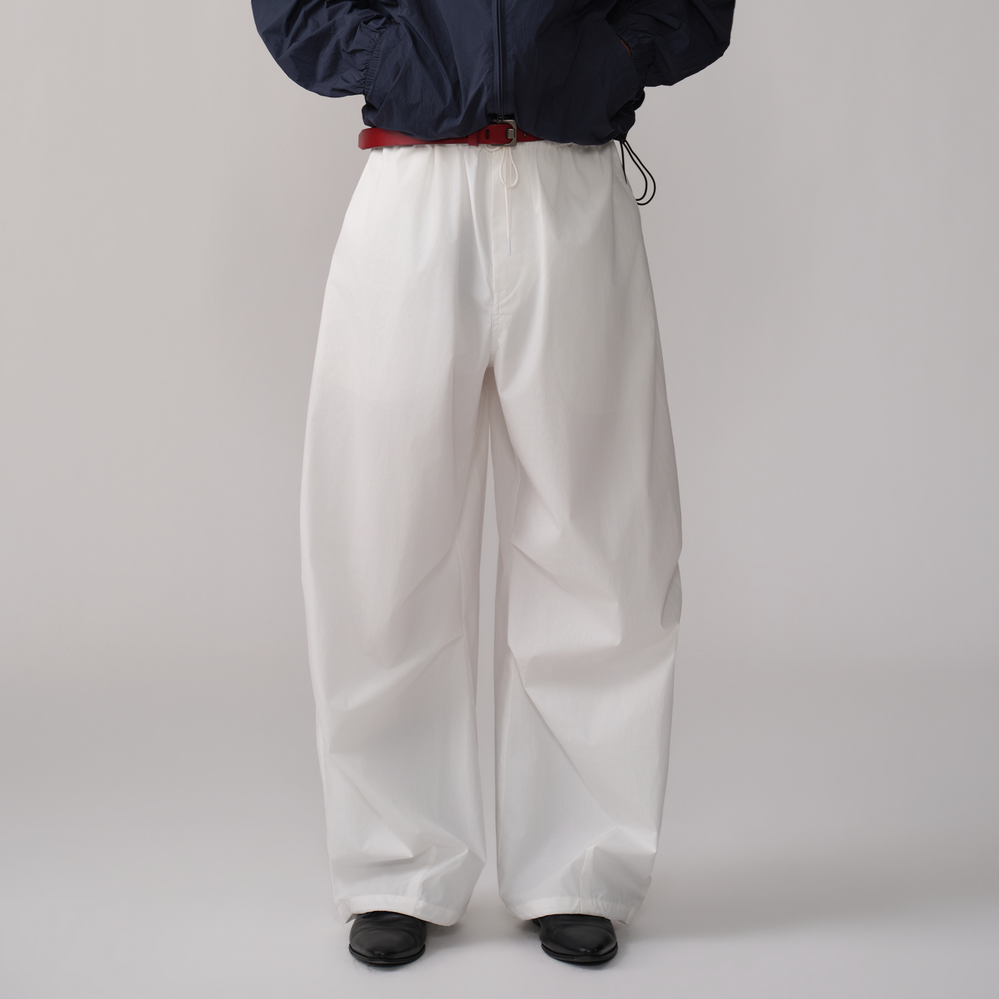 OPICLOTH Pleated Drawstring Parachute Pants-Pants-XS-White-Free Shipping Leatheretro