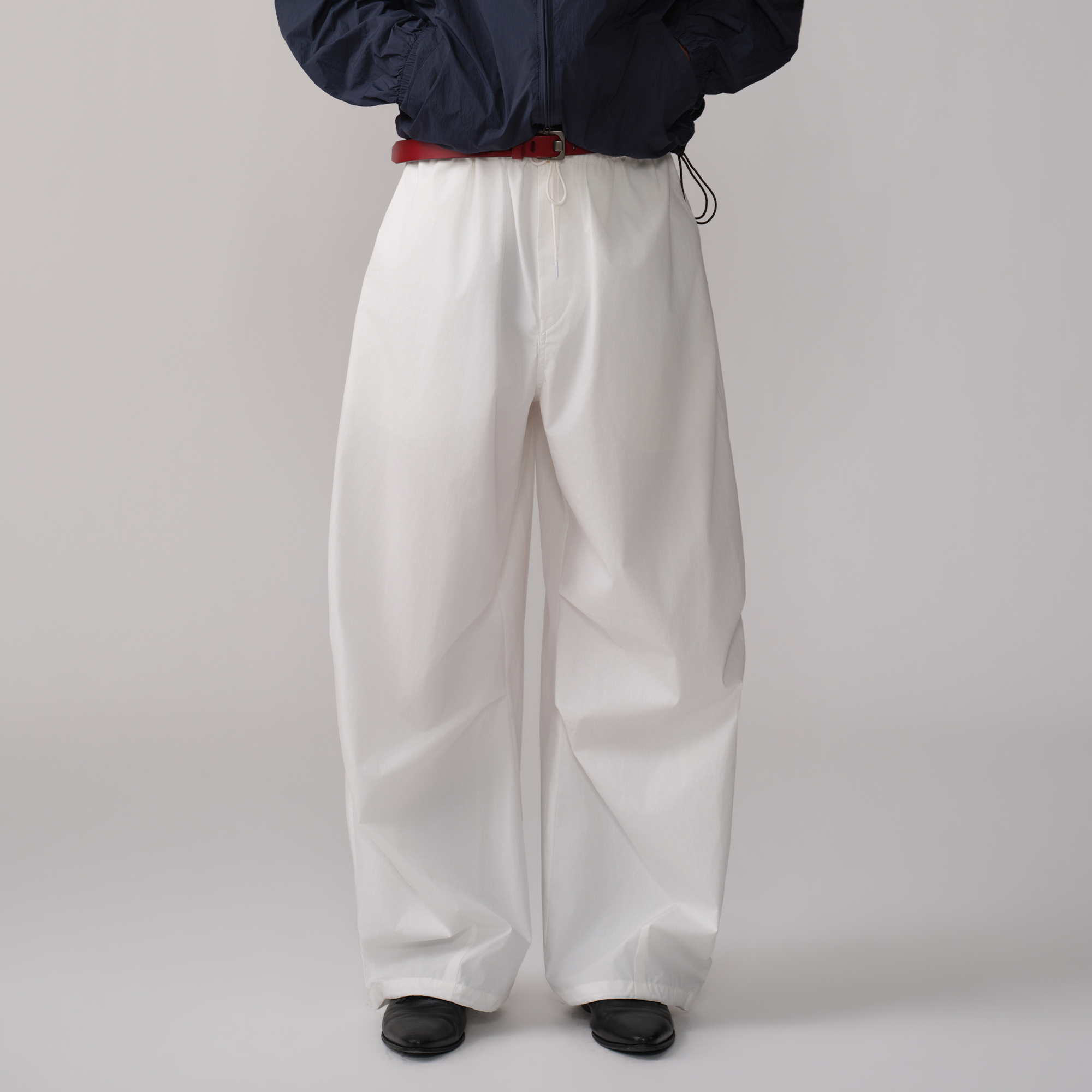 OPICLOTH Pleated Drawstring Parachute Pants-Pants-XS-White-Free Shipping Leatheretro