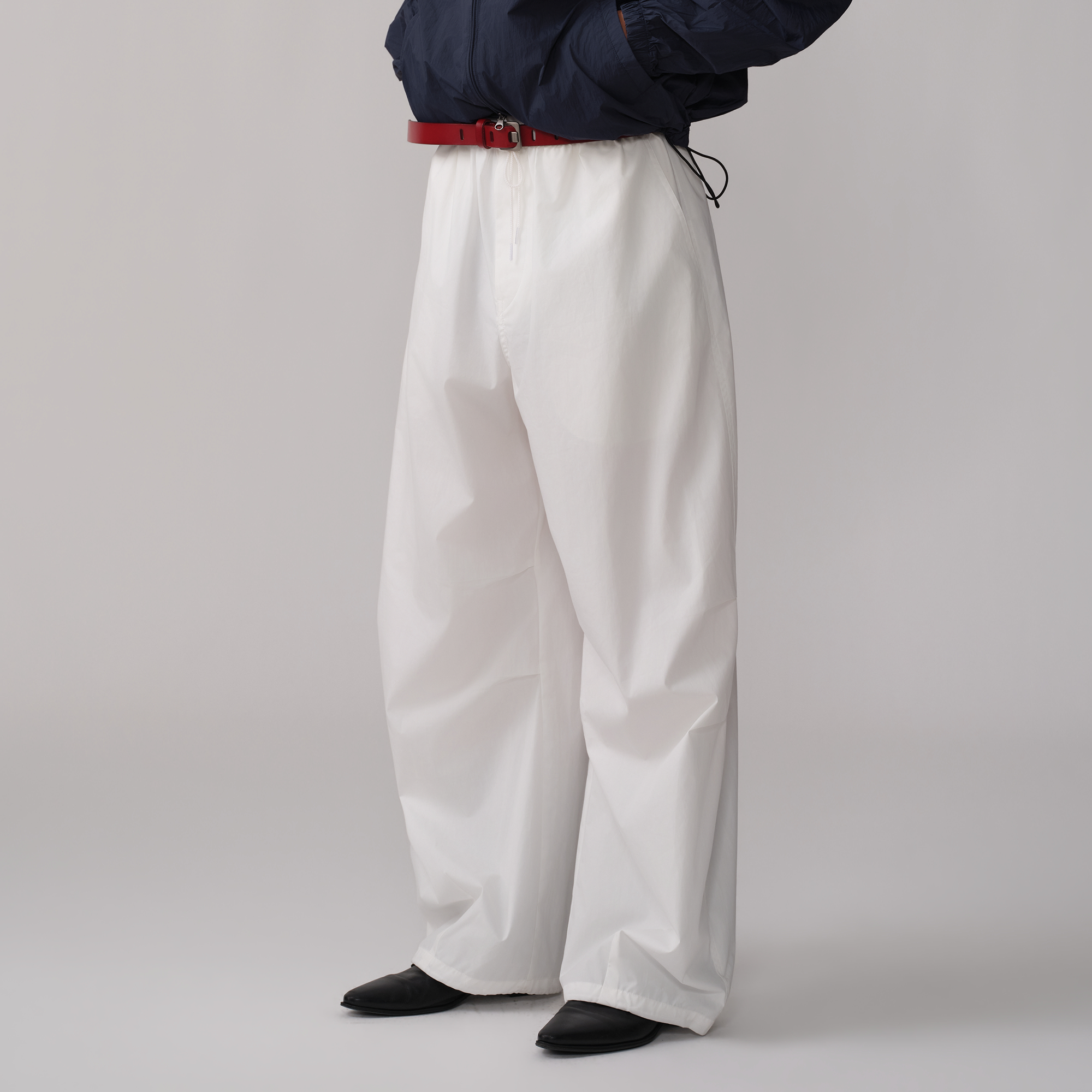 OPICLOTH Pleated Drawstring Parachute Pants-Pants-XS-White-Free Shipping Leatheretro
