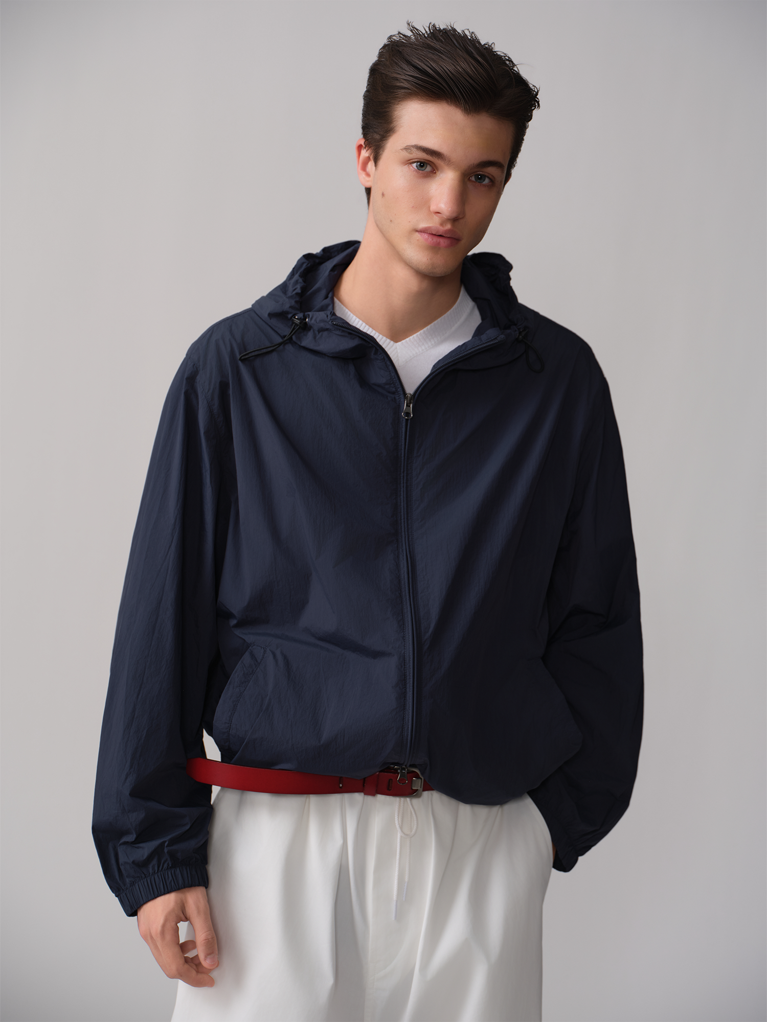 OPICLOTH Hooded Nylon Windbreaker Jacket-Jacket-M (Preorder)-Free Shipping Leatheretro