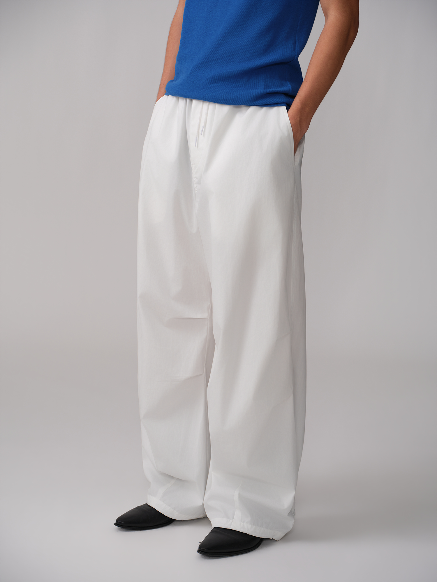 OPICLOTH Pleated Drawstring Parachute Pants-Pants-XS-White-Free Shipping Leatheretro