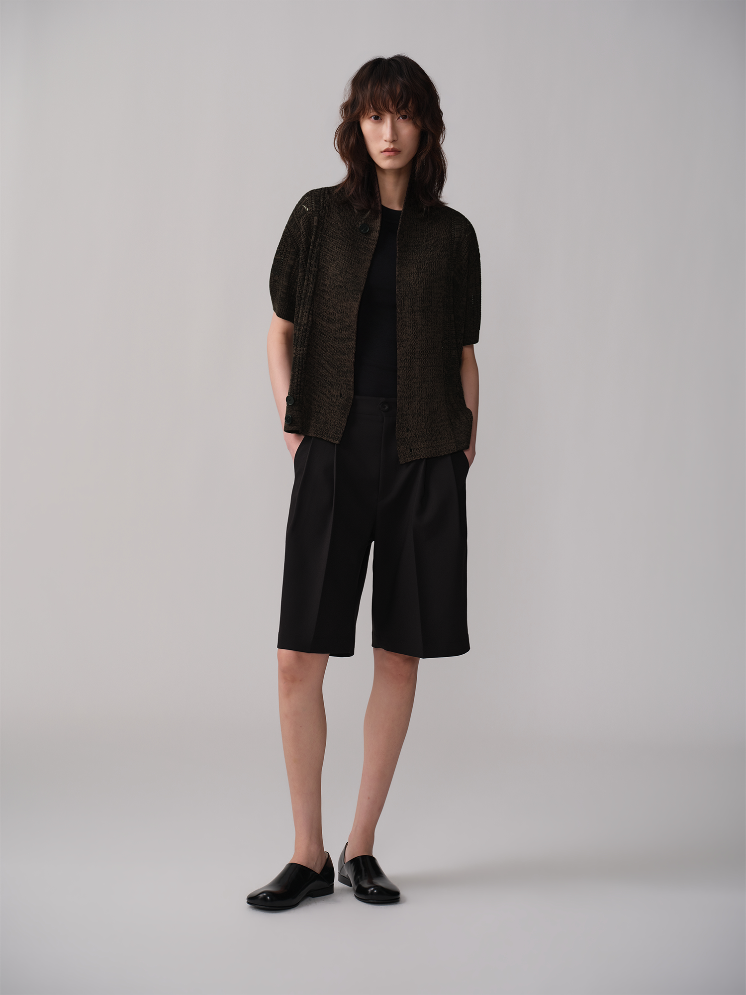 OPICLOTH Retro Shawl Collar Open-Knit Short-Sleeve Cardigan-Sweater-XS-Free Shipping Leatheretro
