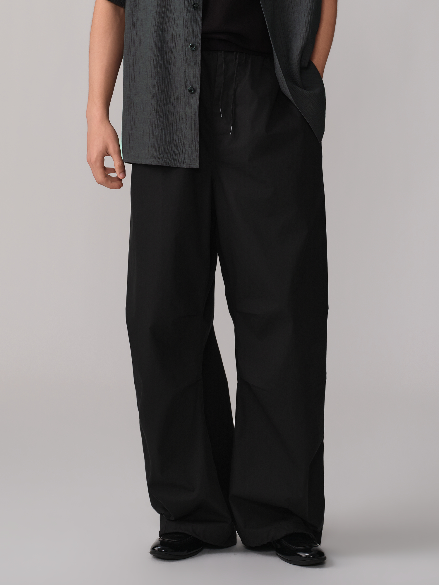 OPICLOTH Pleated Drawstring Parachute Pants-Pants-XS-White-Free Shipping Leatheretro