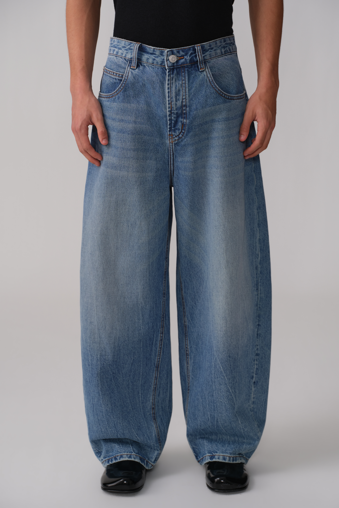 OPICLOTH Washed Whiskered Curved Jeans-Jeans-XS (Preorder)-Free Shipping Leatheretro