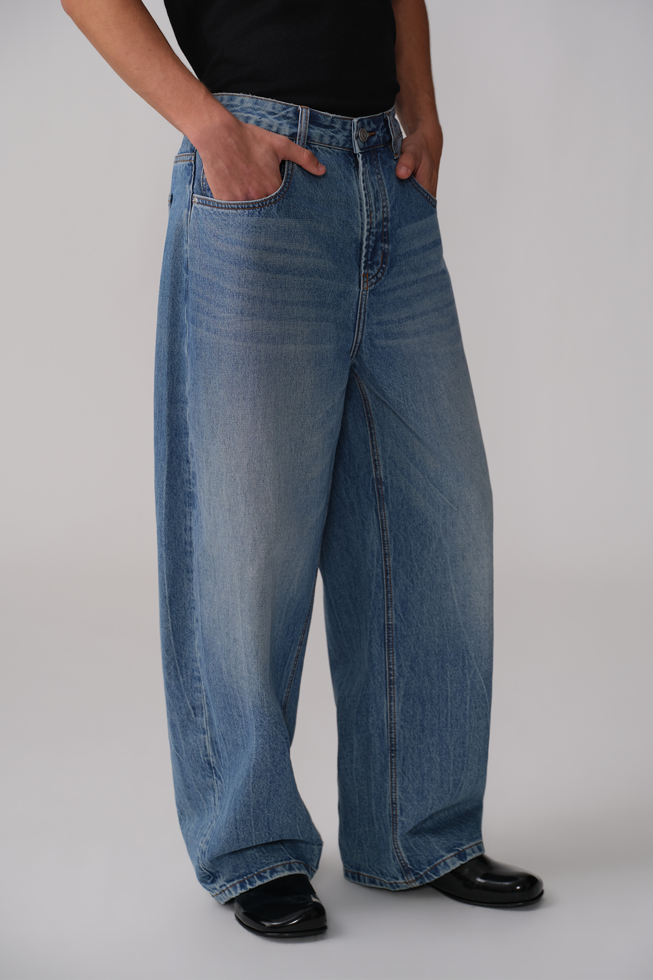 OPICLOTH Washed Whiskered Curved Jeans-Jeans-XS (Preorder)-Free Shipping Leatheretro