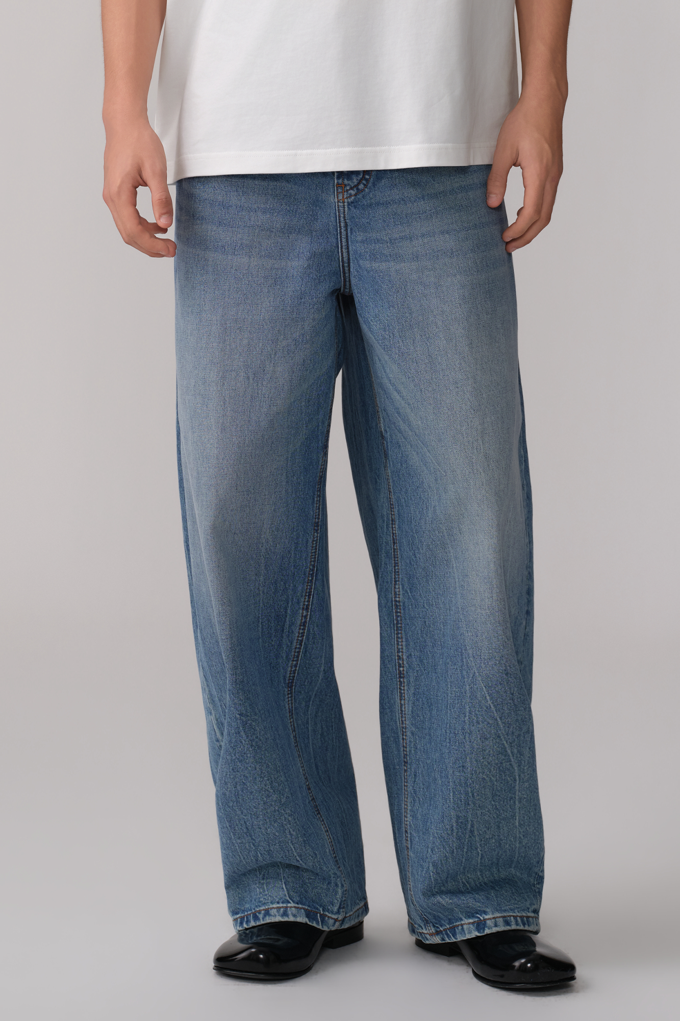 OPICLOTH Washed Whiskered Curved Jeans-Jeans-XS (Preorder)-Free Shipping Leatheretro