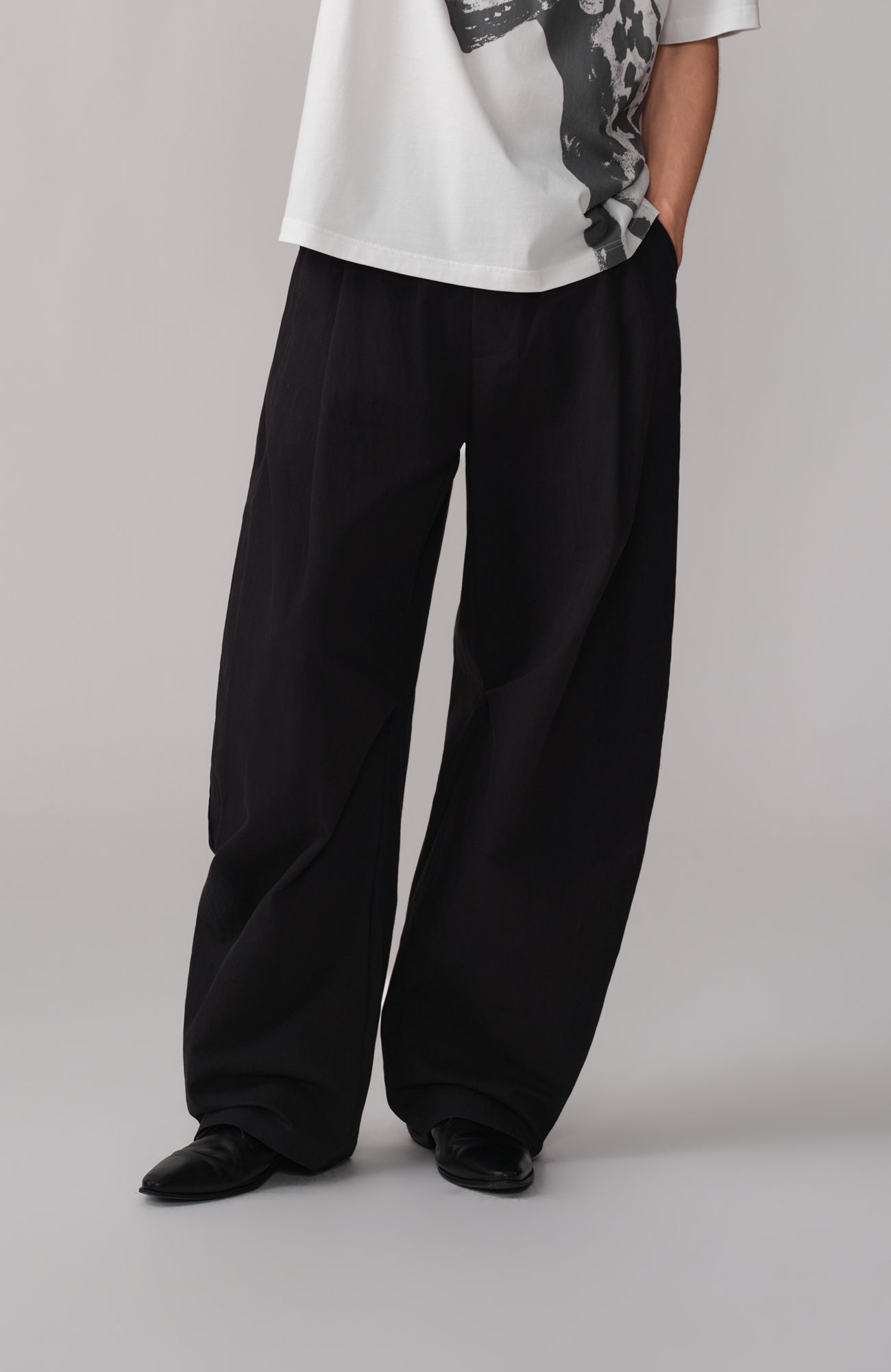 OPICLOTH Pleated Curved Wide-Leg Trousers-Pants-XS / 25“-38"-Free Shipping Leatheretro
