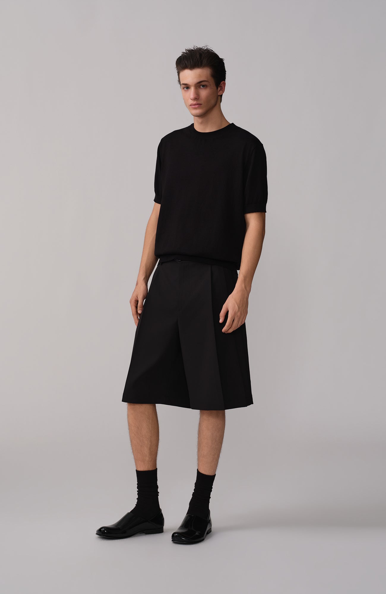 OPICLOTH Pleated Wide-Leg Suit Shorts-Shorts-XS / 28"-Free Shipping Leatheretro