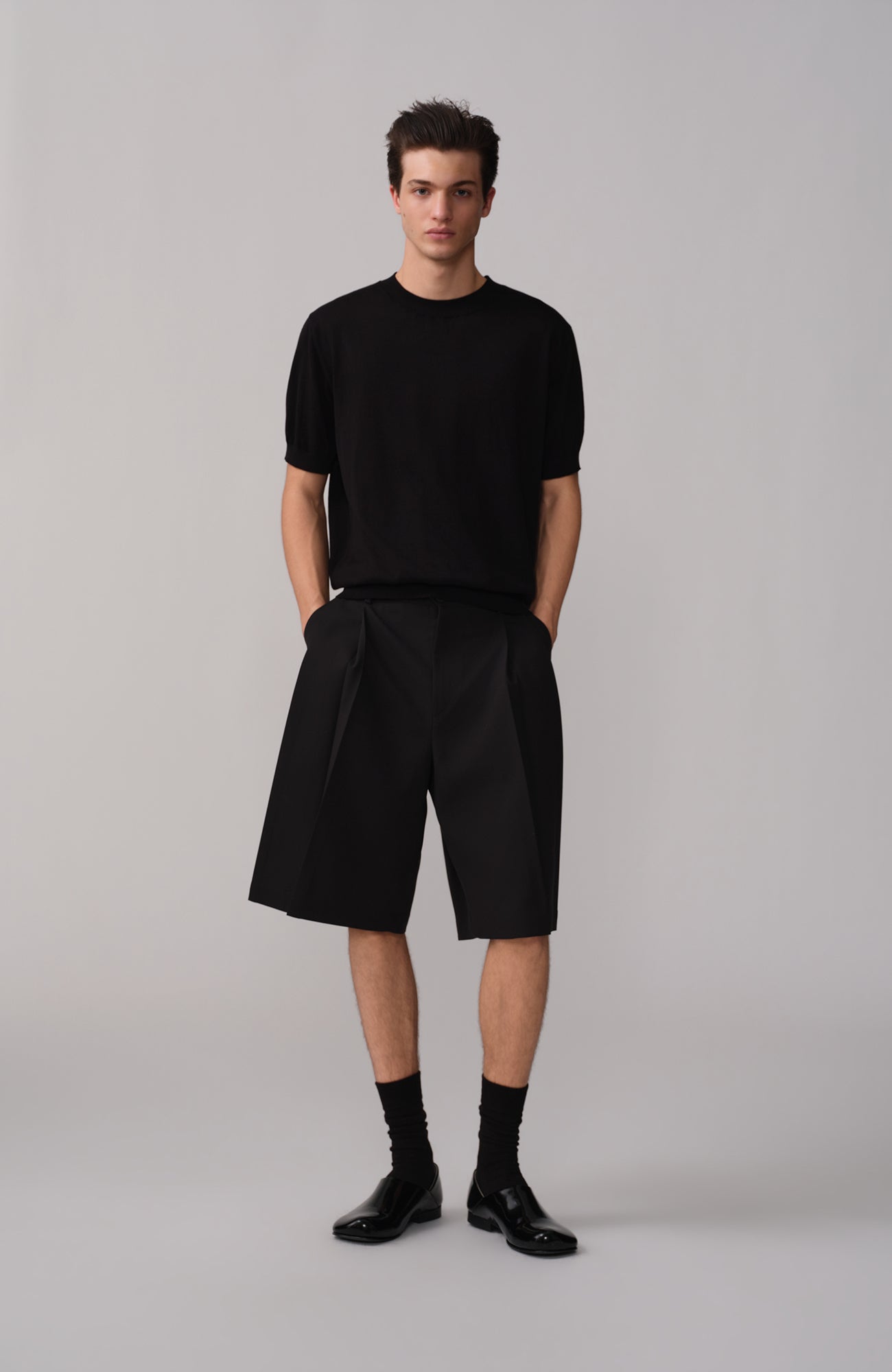 OPICLOTH Pleated Wide-Leg Suit Shorts-Shorts-XS / 28"-Free Shipping Leatheretro